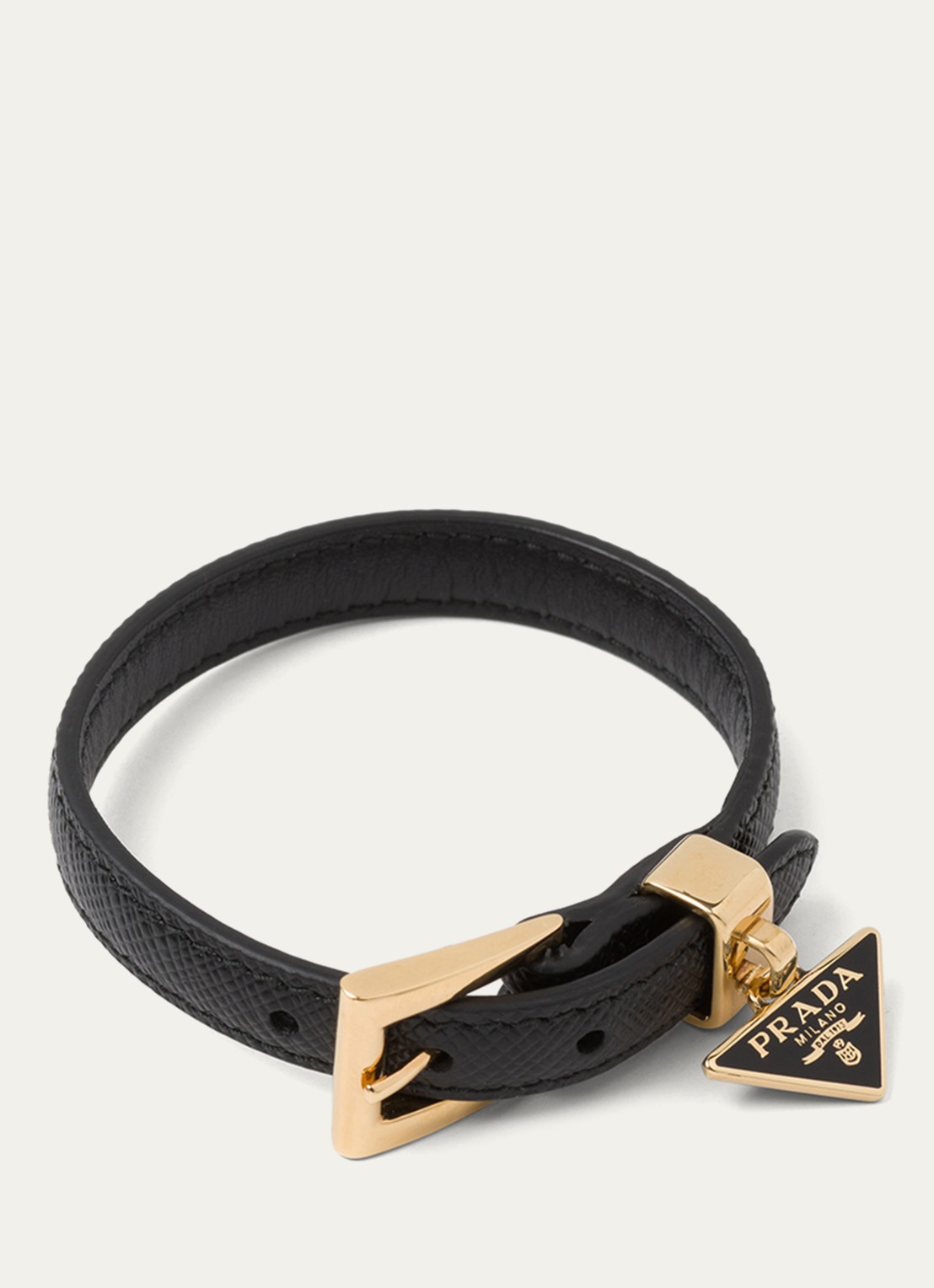 Prada Armband van leer met hanger - voorkant zwart