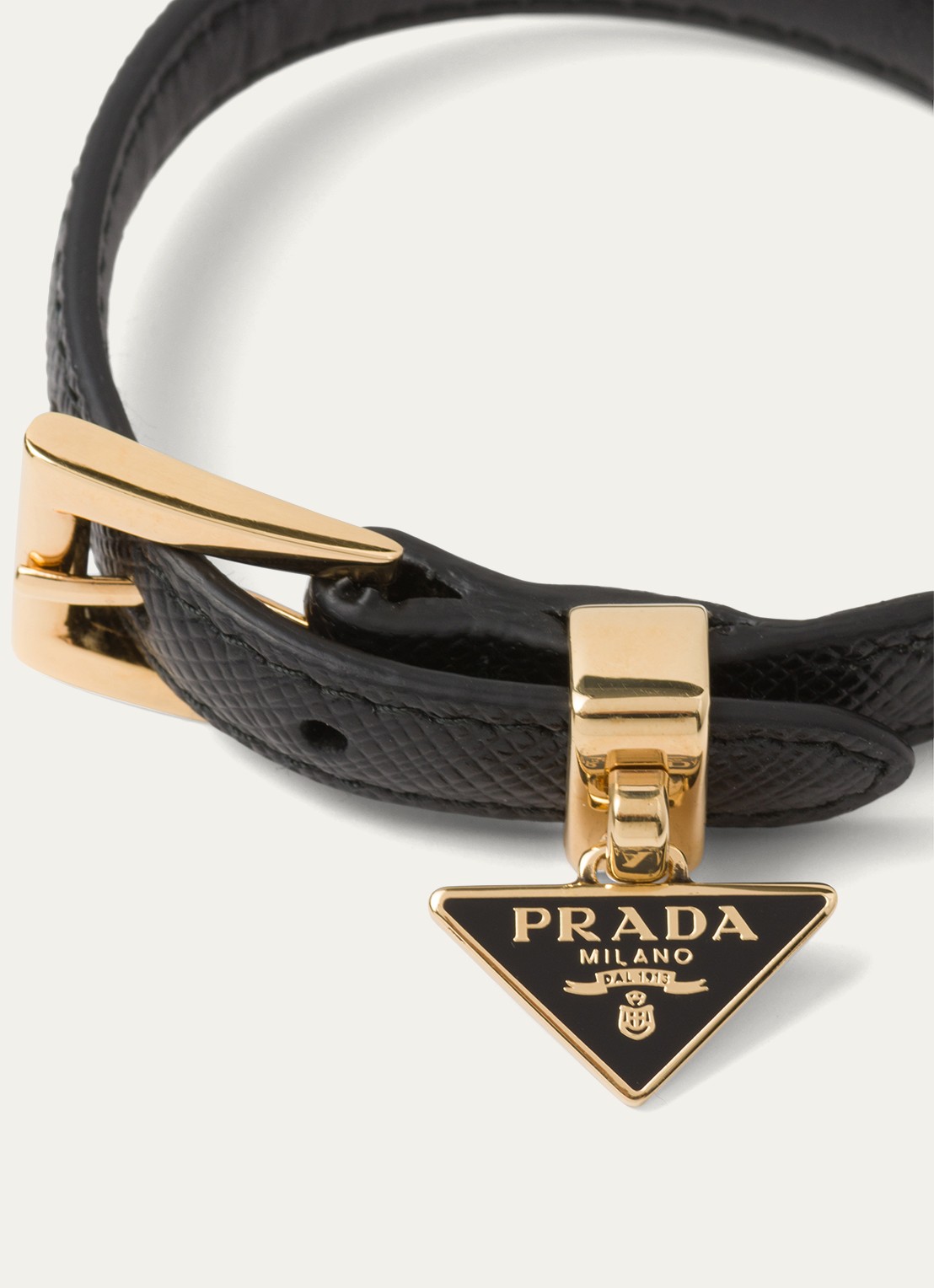 Prada Armband van leer met hanger - voorkant 2 zwart