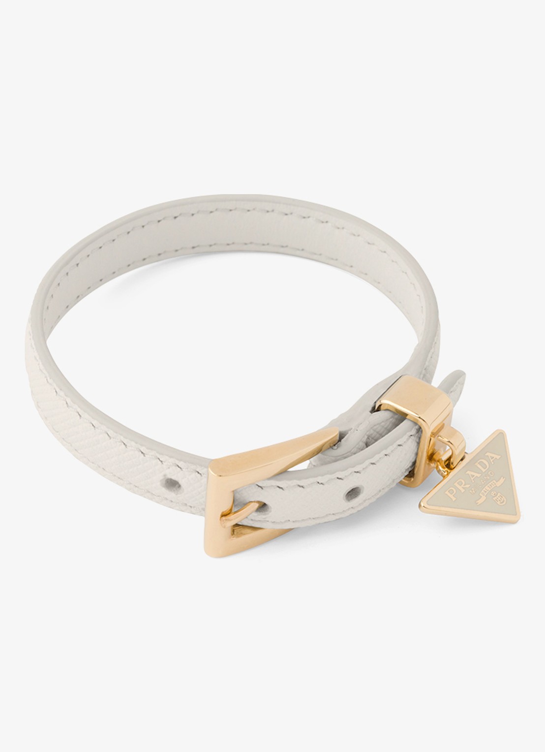 Prada Armband van leer met hanger - detail 3 gebroken wit