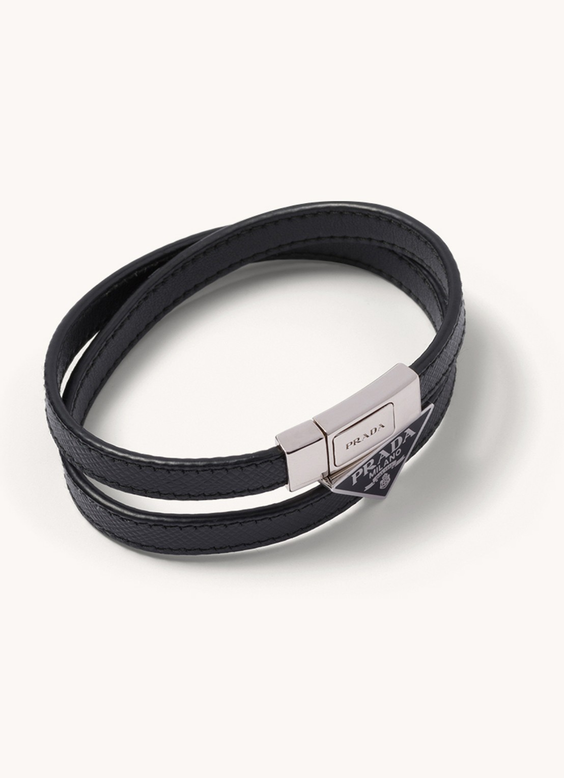 Prada Armband van leer met logo - voorkant zwart