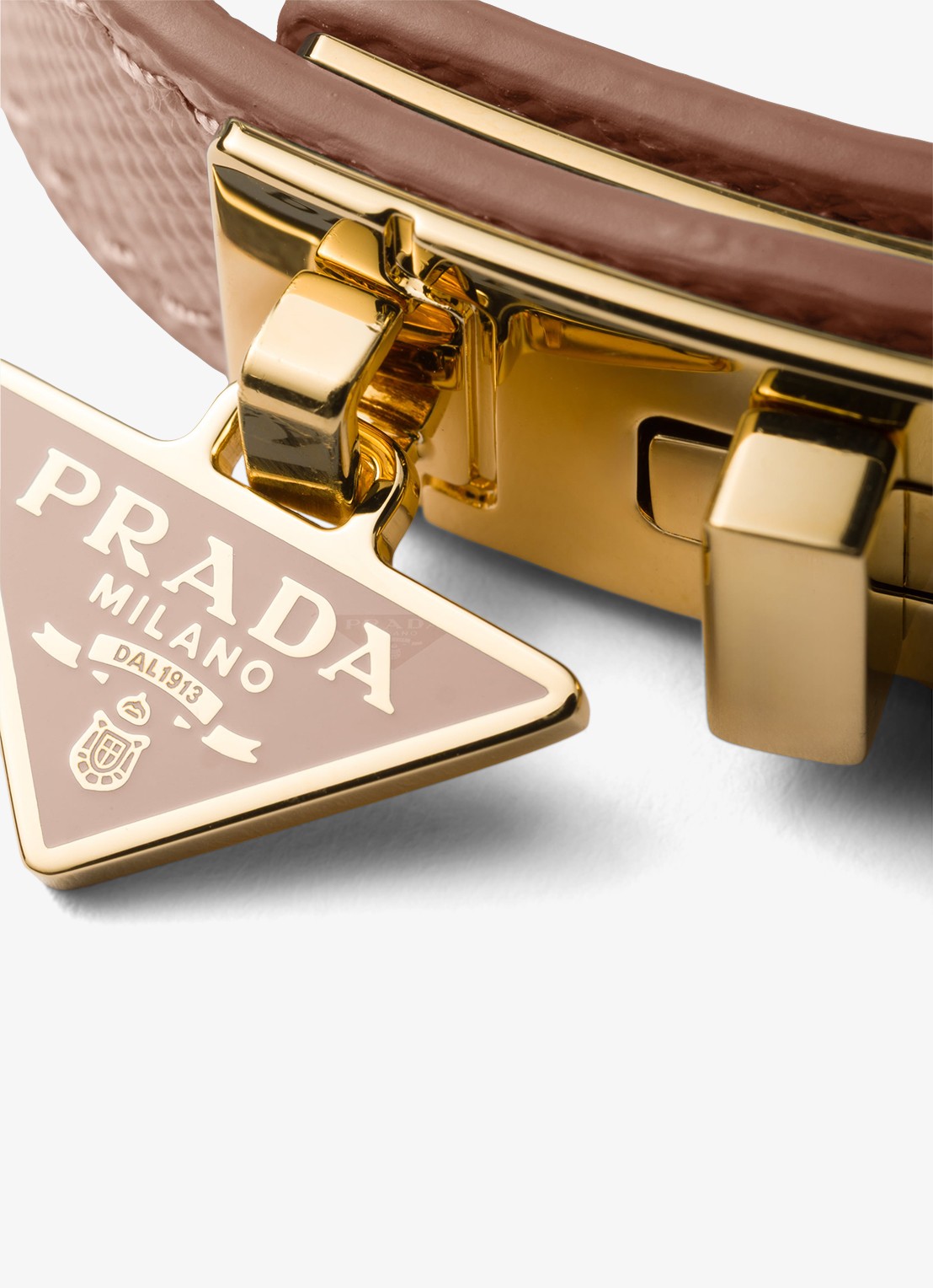Prada Armband van leer met logo - detail oudroze