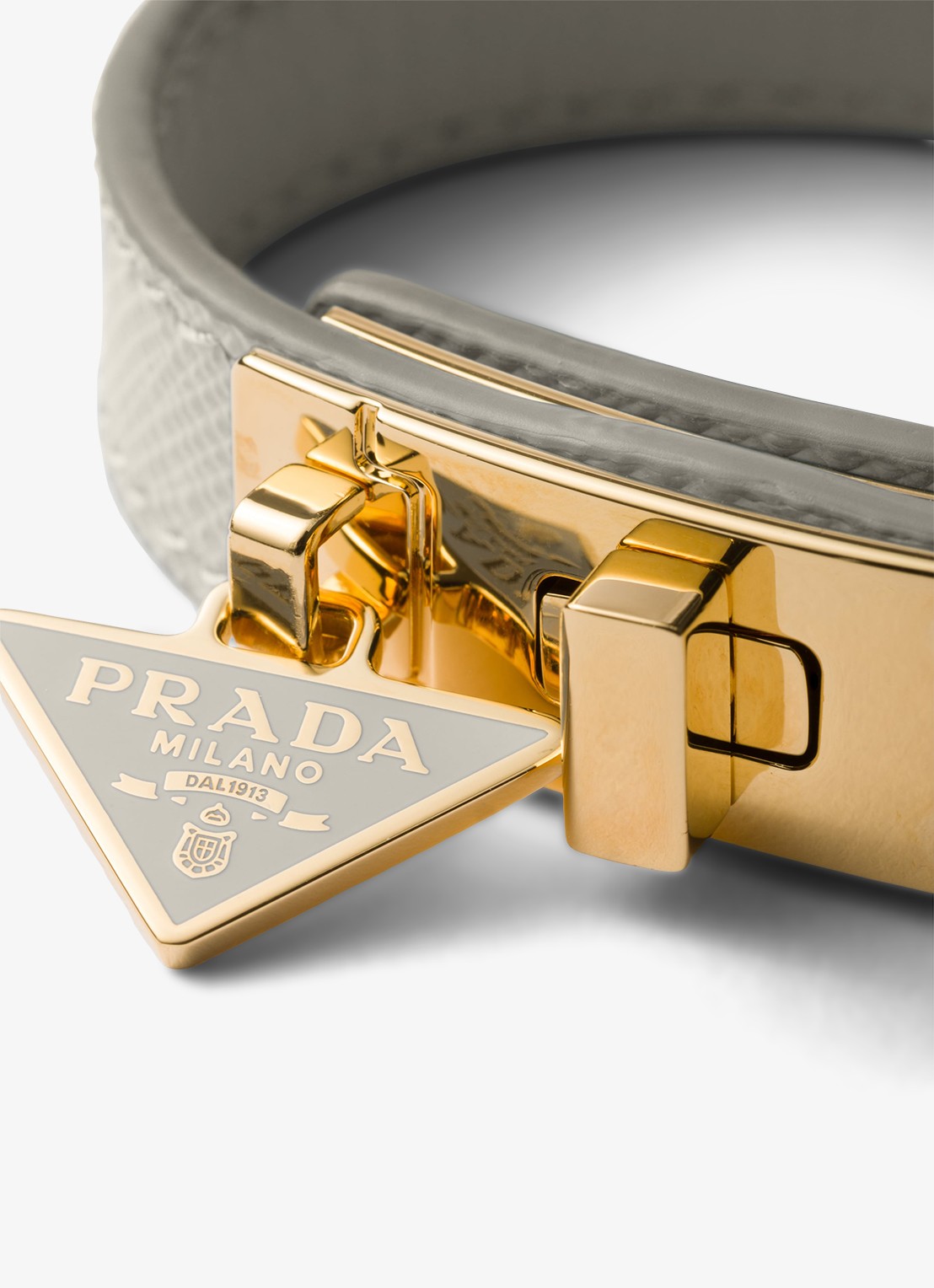 Prada Armband van leer met logo - detail 2 gebroken wit