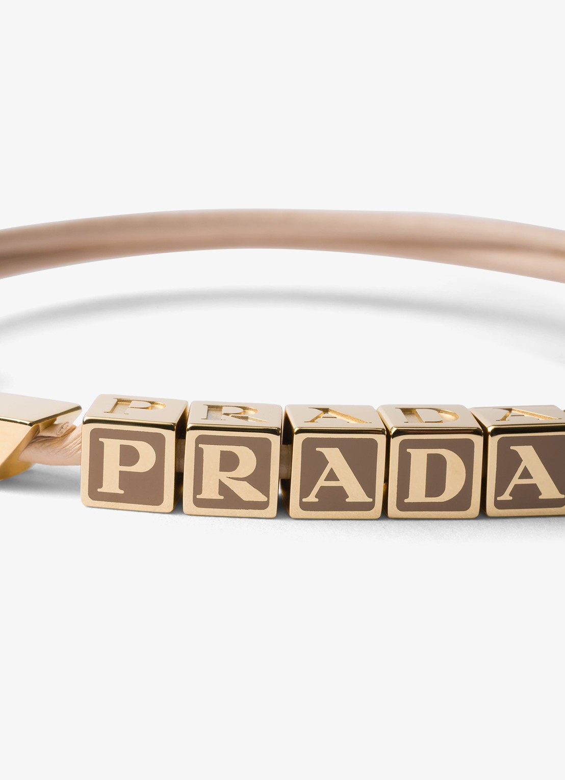 Prada Armband van leer met logo - detail oudroze
