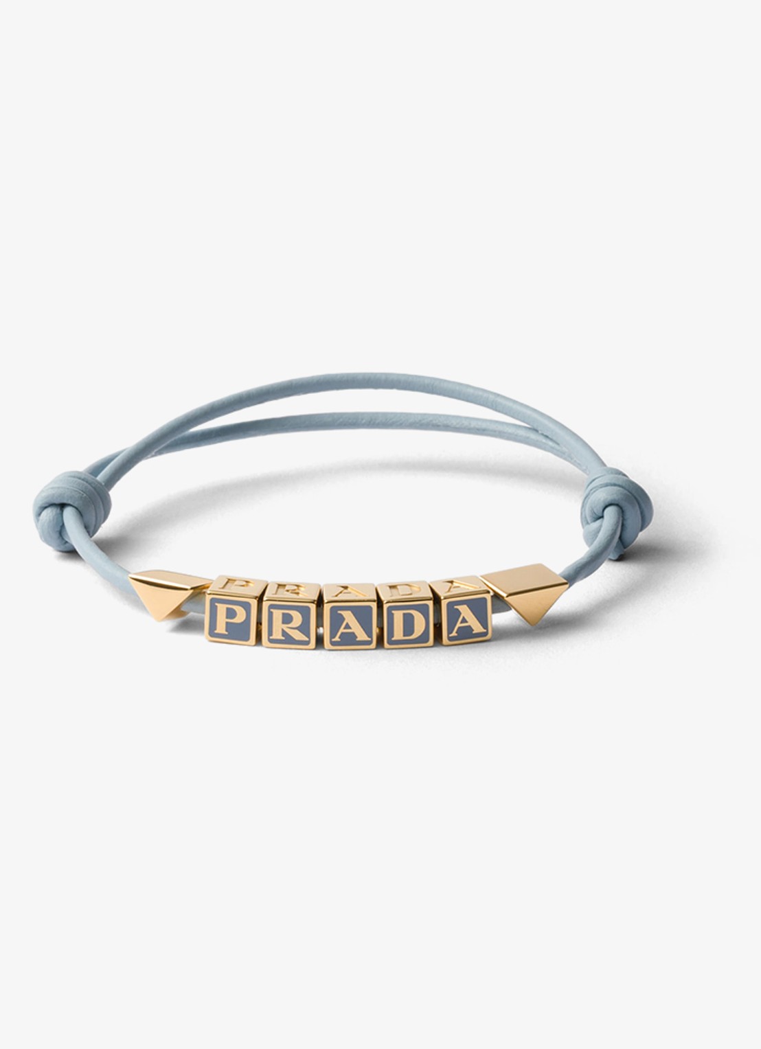 Prada Armband van leer met logo - voorkant 2 lichtblauw