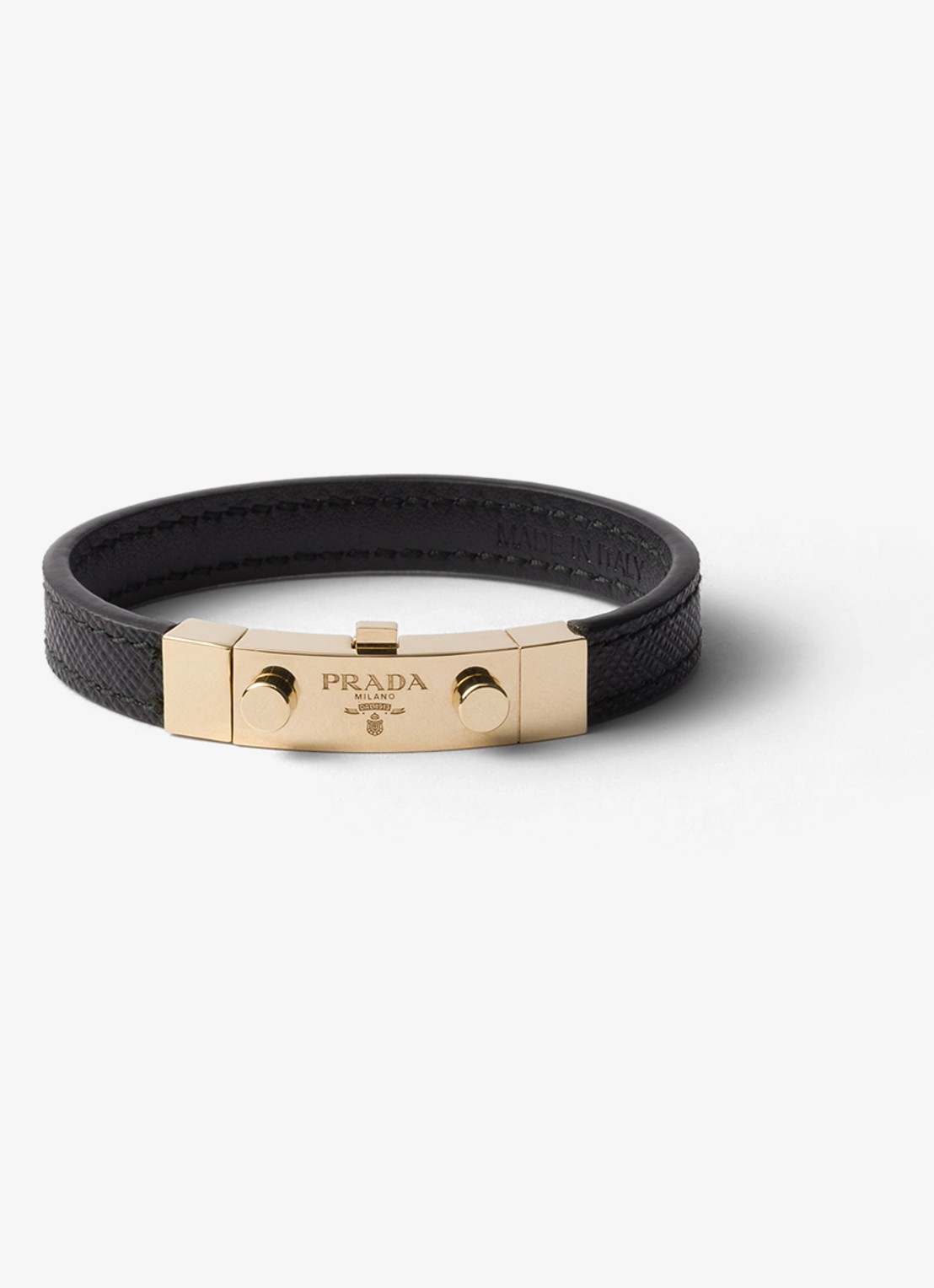 Prada Armband van leer met logo - voorkant zwart