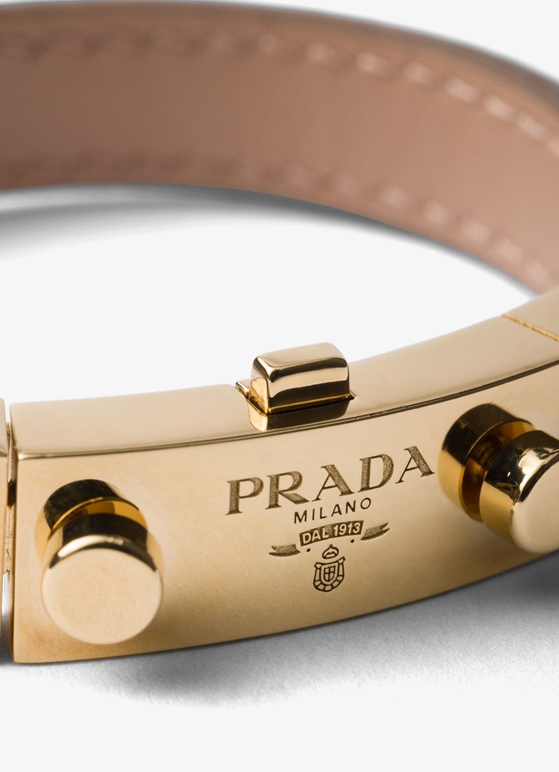 Prada Armband van leer met logo - detail 3 oudroze