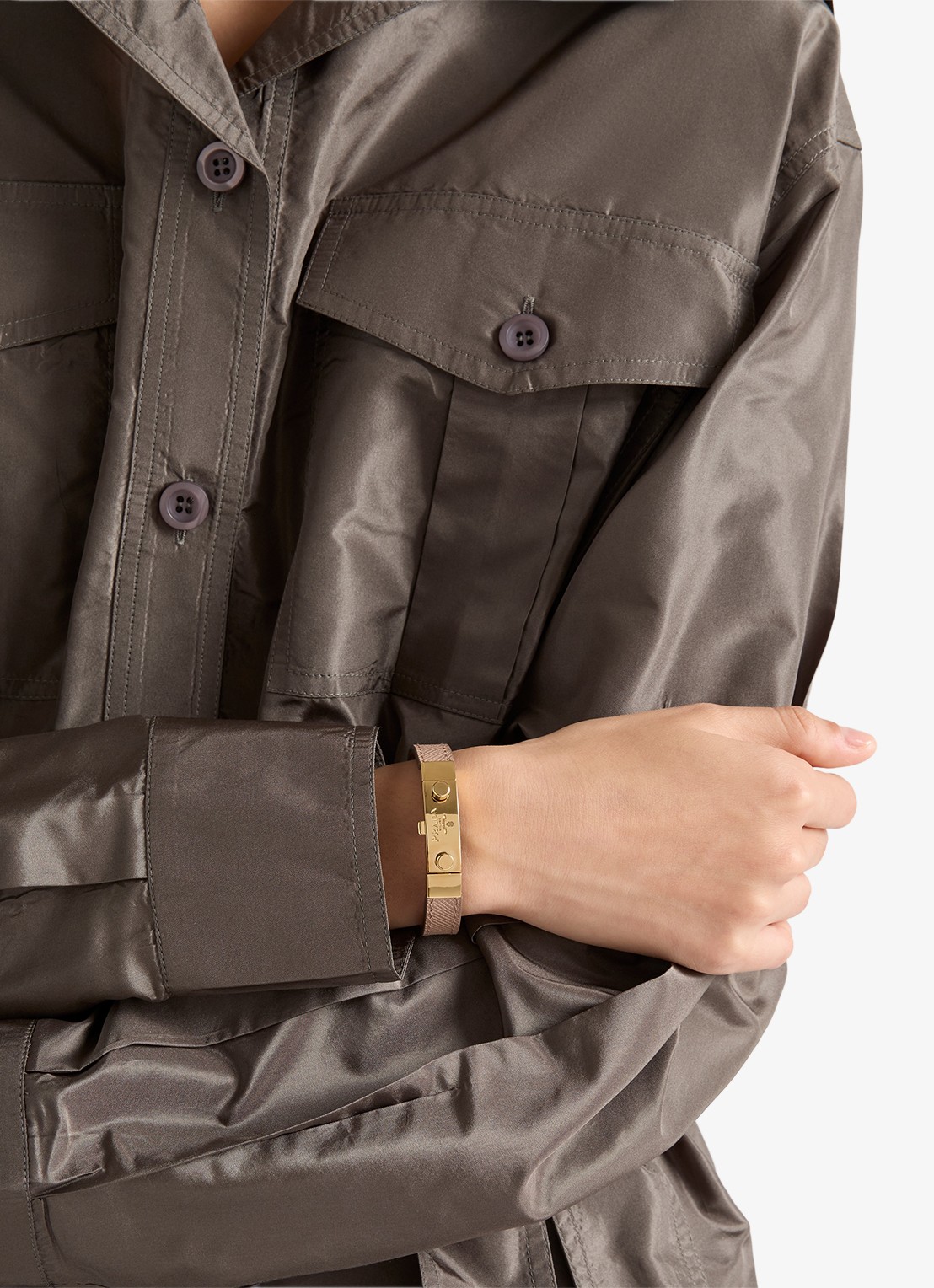 Prada Armband van leer met logo - voorkant 2 oudroze