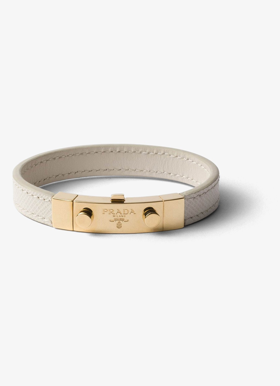 Prada Armband van leer met logo - voorkant 2 gebroken wit