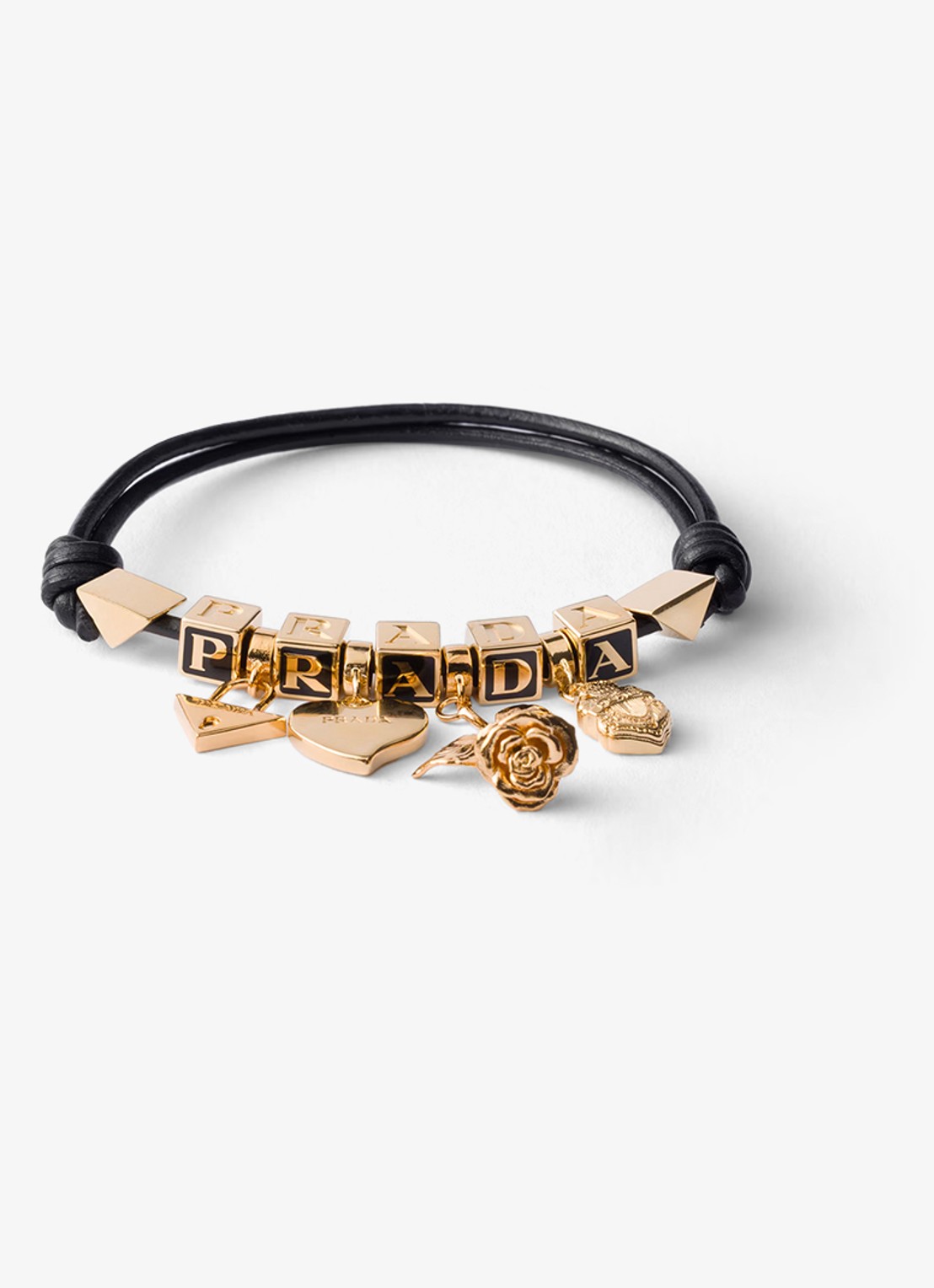 Prada Armband van leer met logo - voorkant zwart