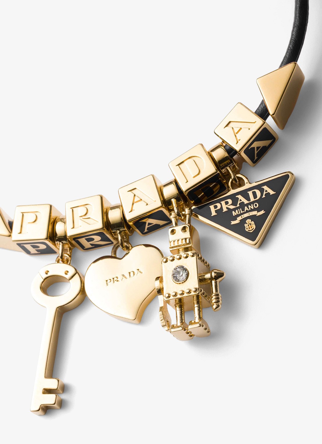 Prada Armband van leer - detail 2 zwart