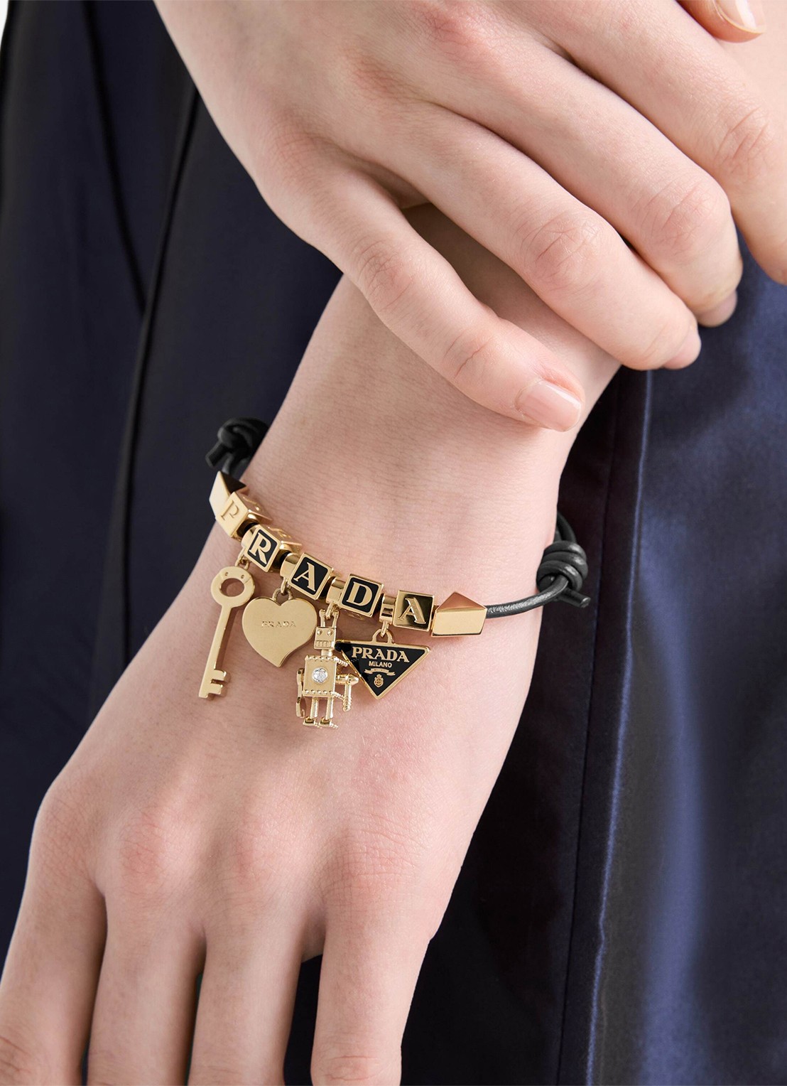 Prada Armband van leer - voorkant 4 zwart