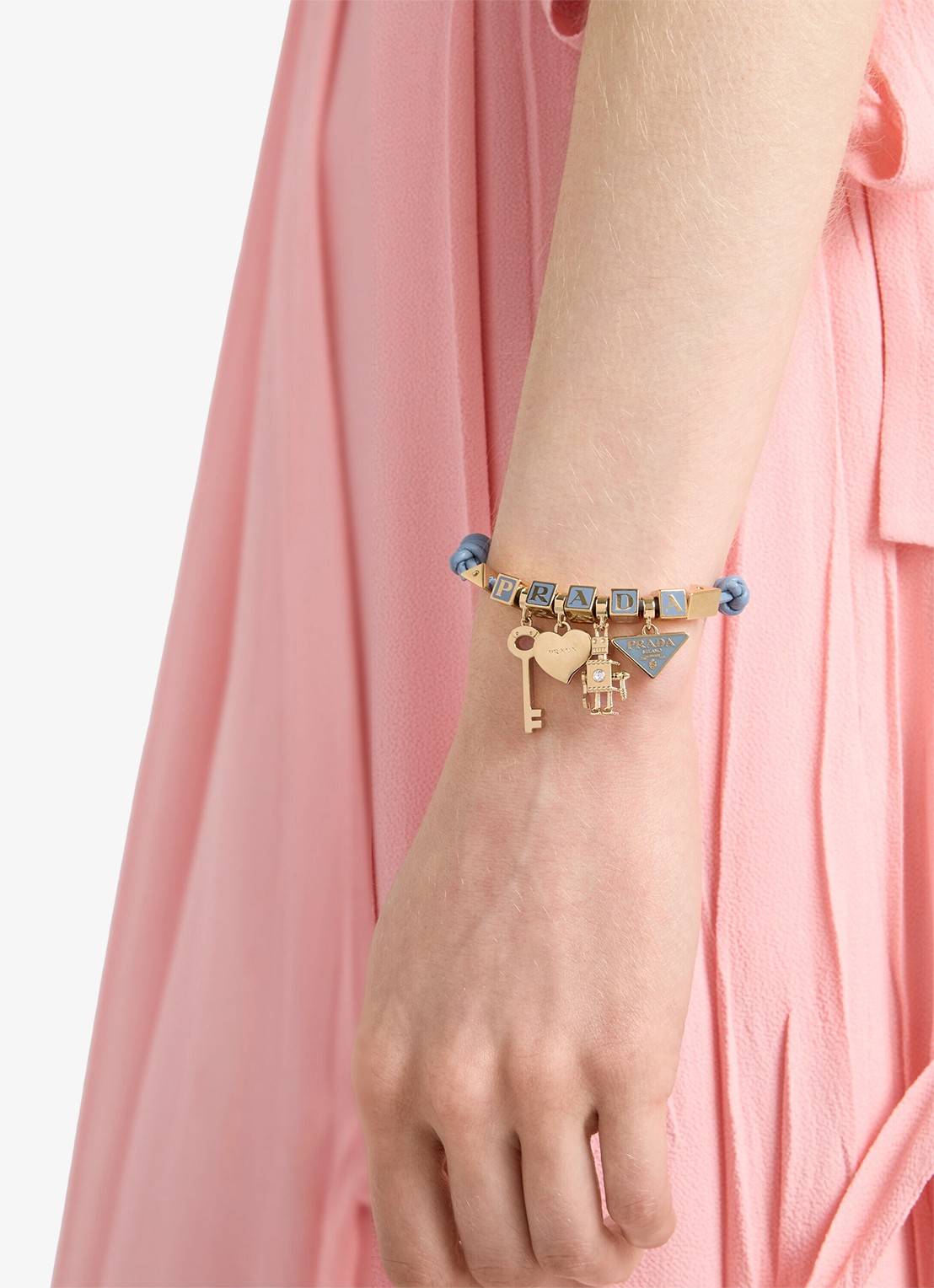 Prada Armband van leer - voorkant 2 staalblauw