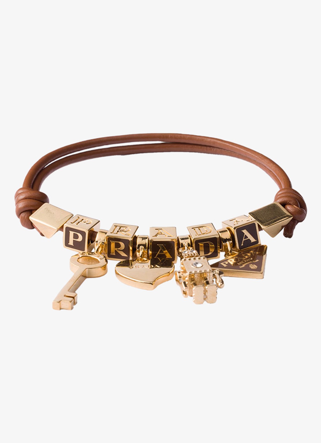 Prada Armband van leer - voorkant 2 bruin