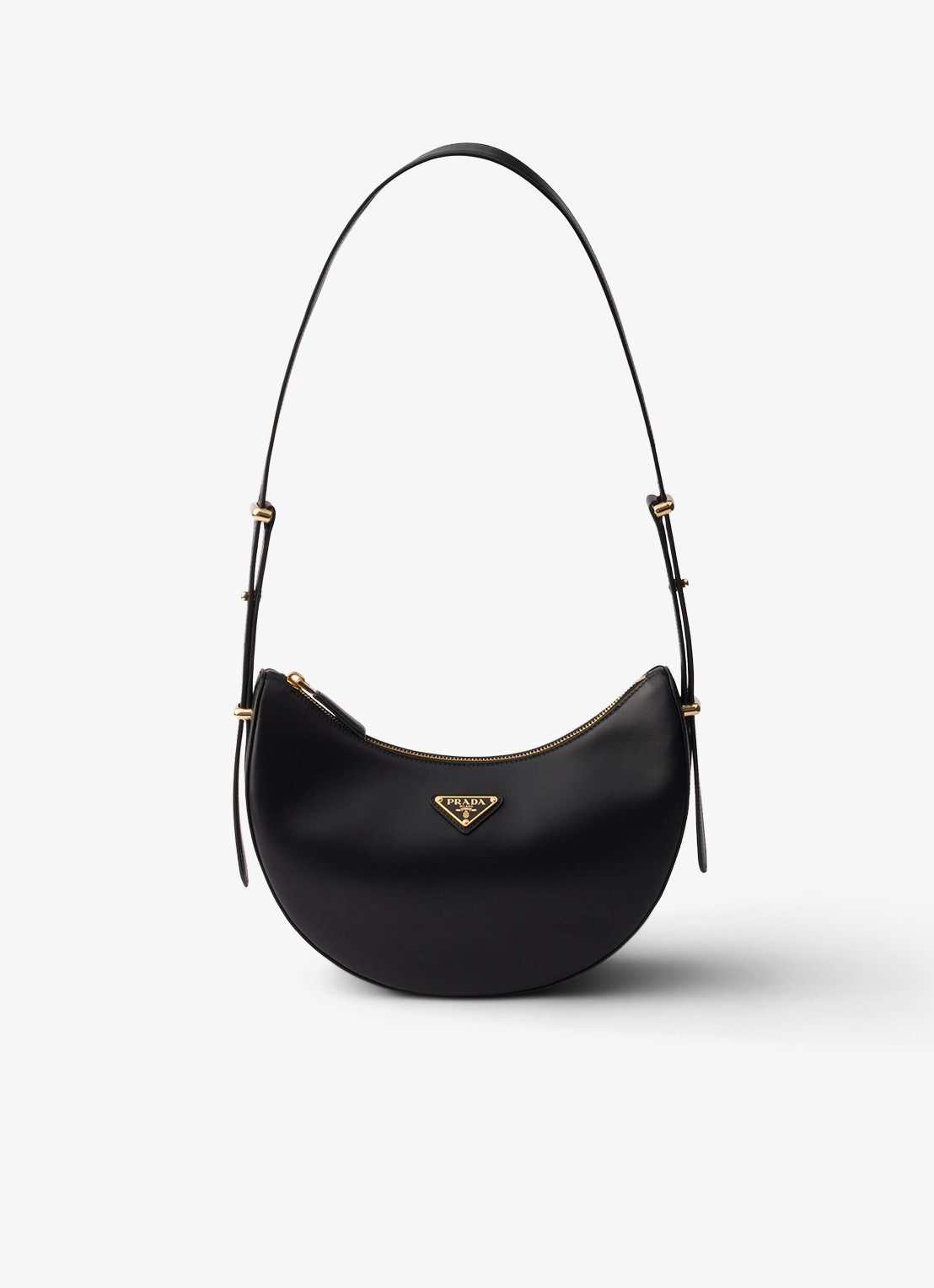 Prada Arqué Small schoudertas van kalfsleer - voorkant zwart