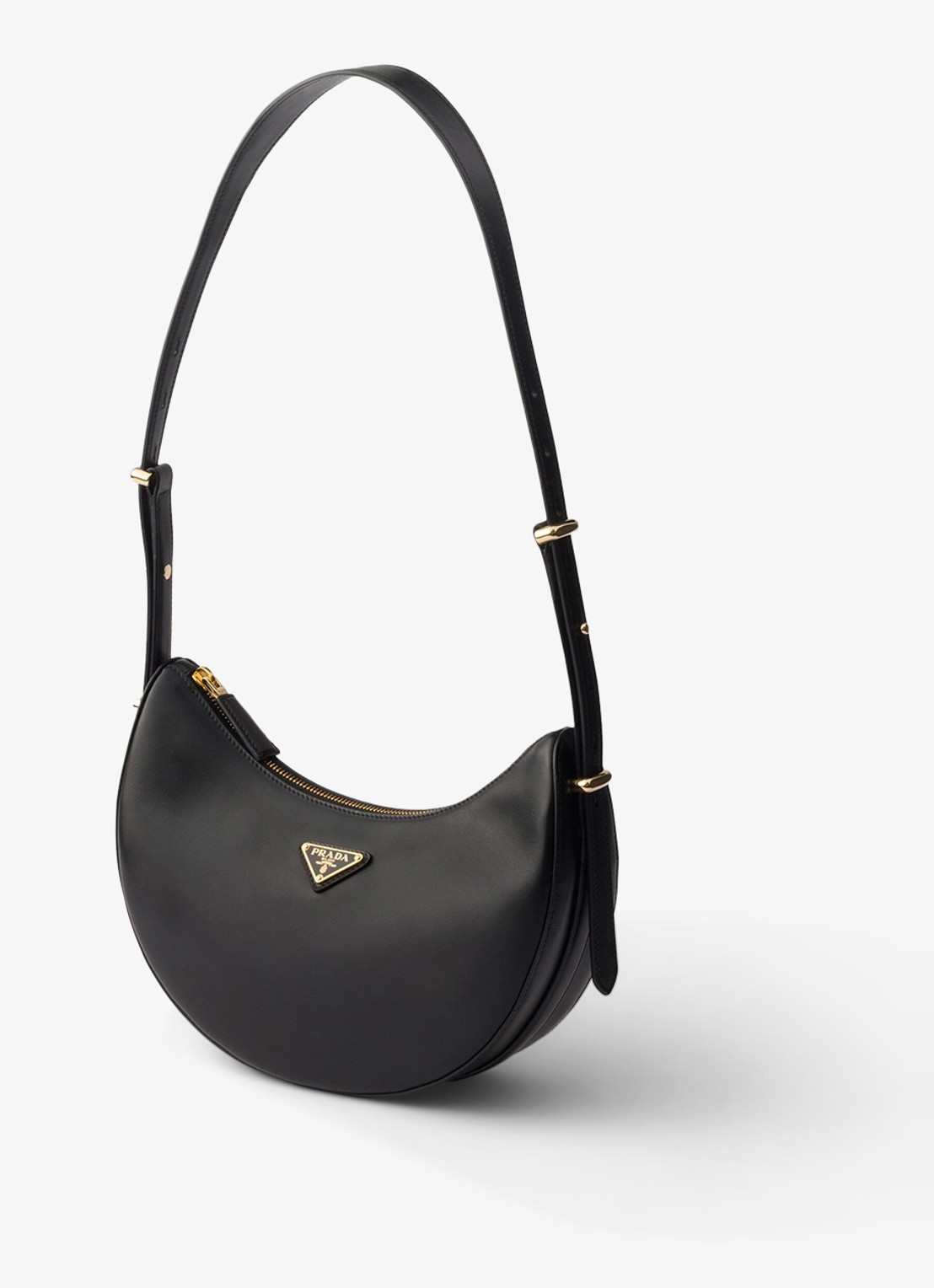 Prada Arqué Small schoudertas van kalfsleer - voorkant 2 zwart