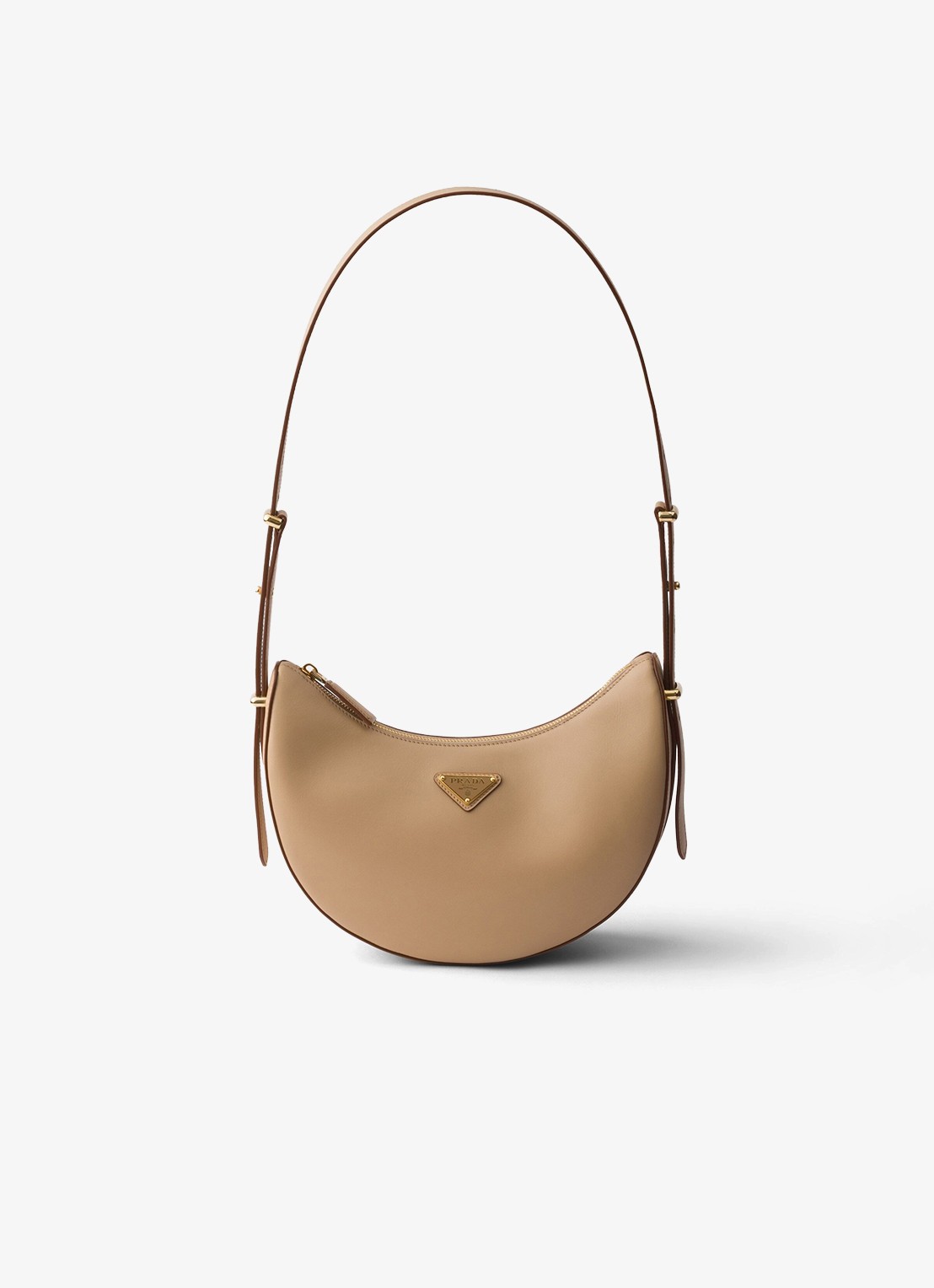 Prada Arqué Small schoudertas van kalfsleer - voorkant beige