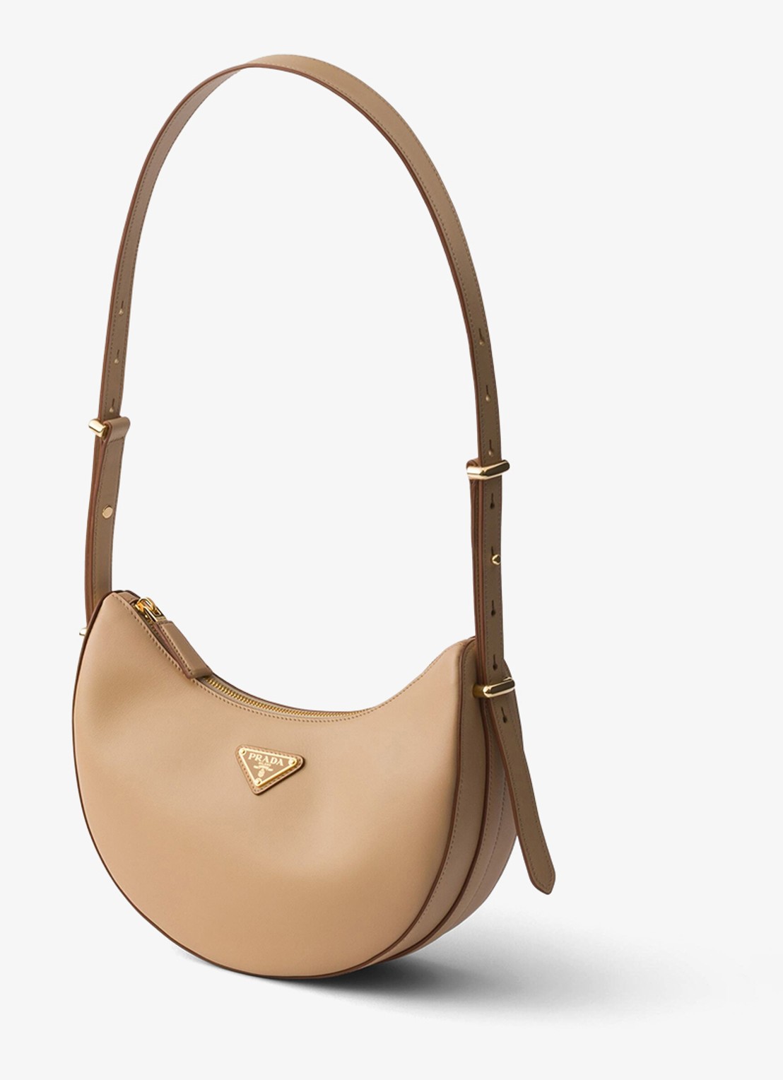Prada Arqué Small schoudertas van kalfsleer - voorkant 2 beige