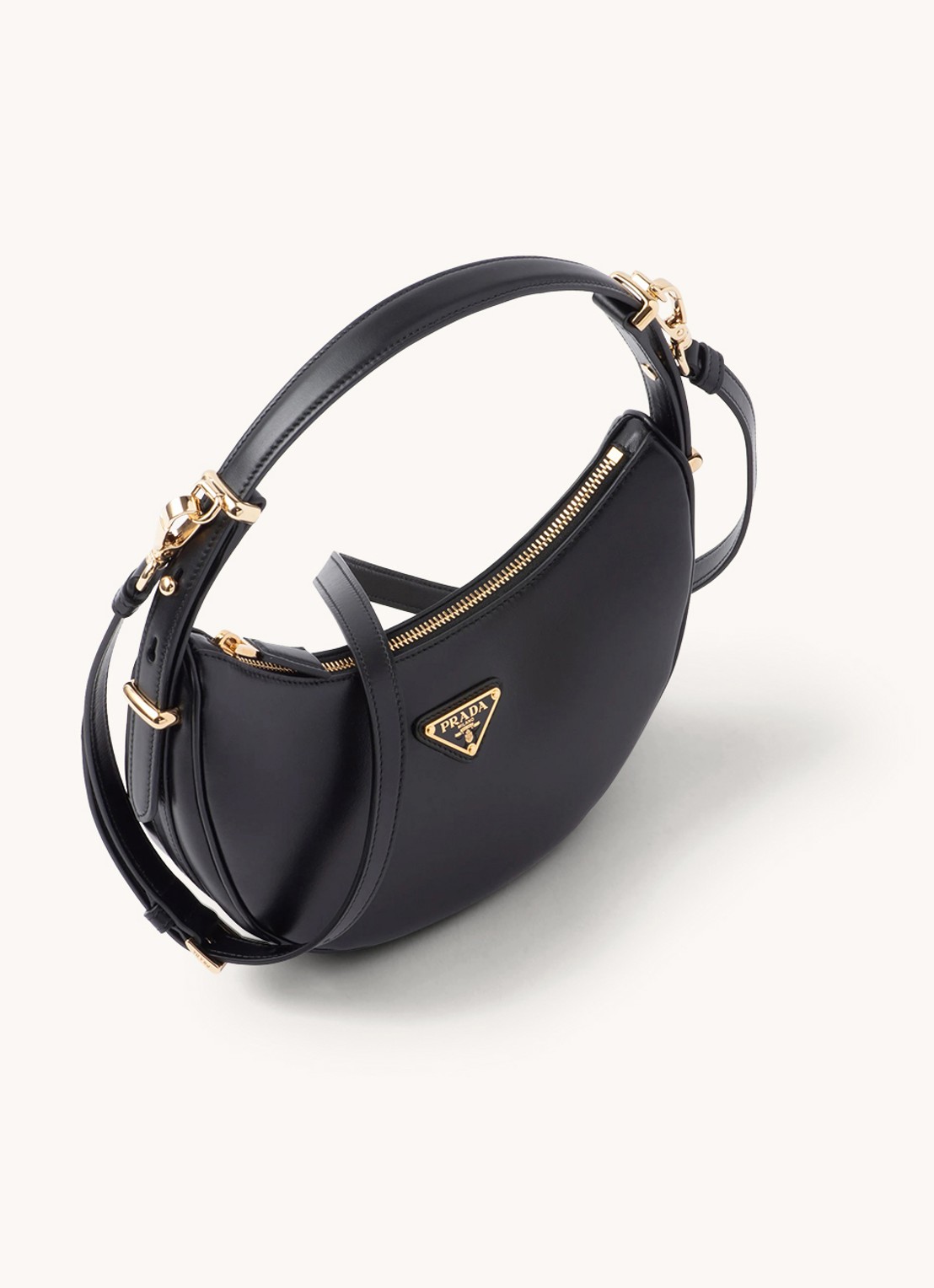 Prada Arqué Small schoudertas van leer - achterkant zwart