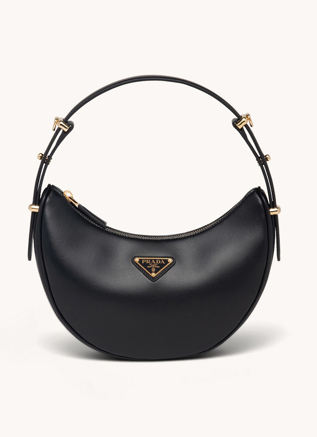 Prada Arqué Small schoudertas van leer - voorkant 2 zwart