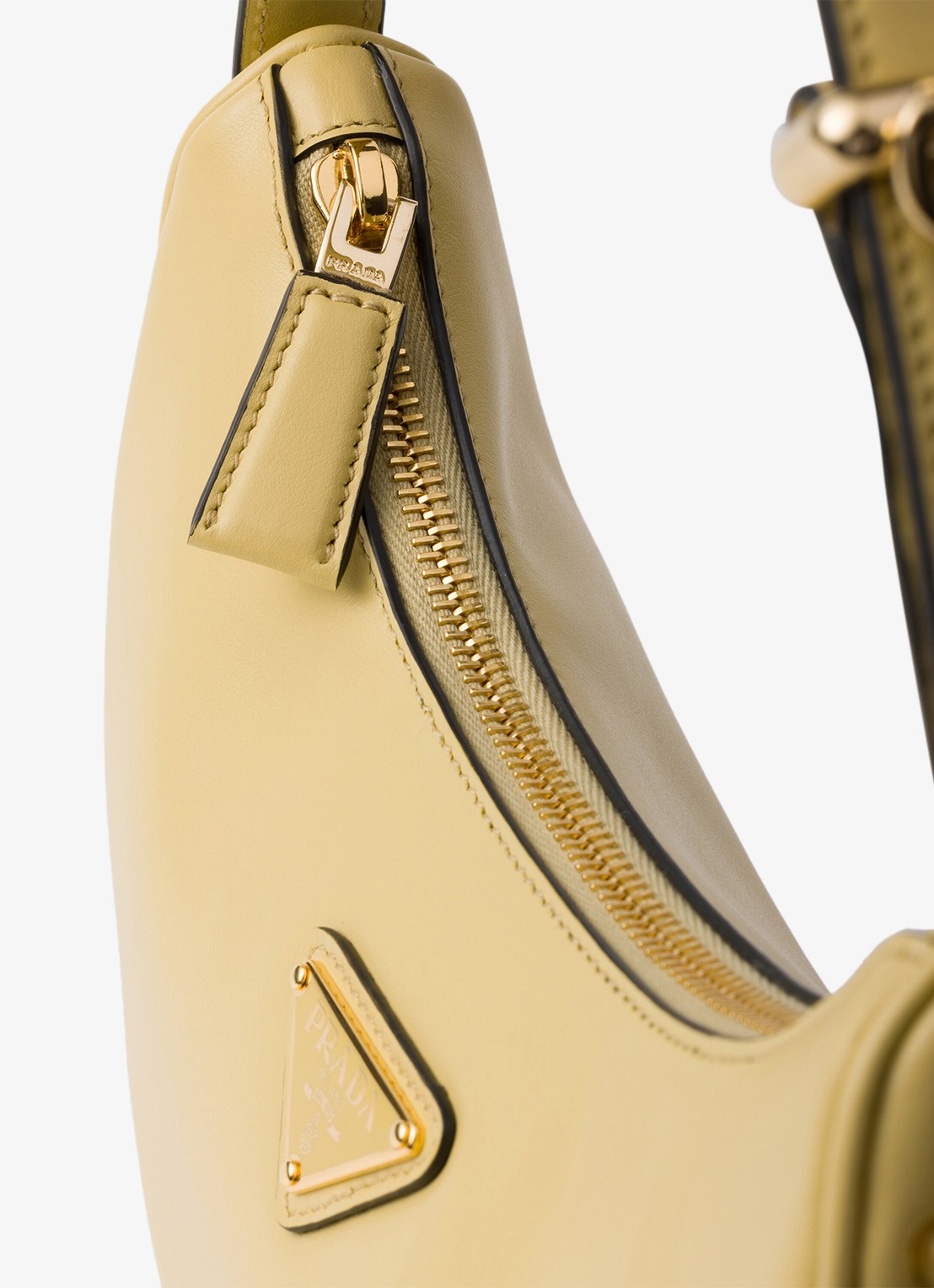 Prada Arqué Small schoudertas van leer - detail 5 lichtgeel