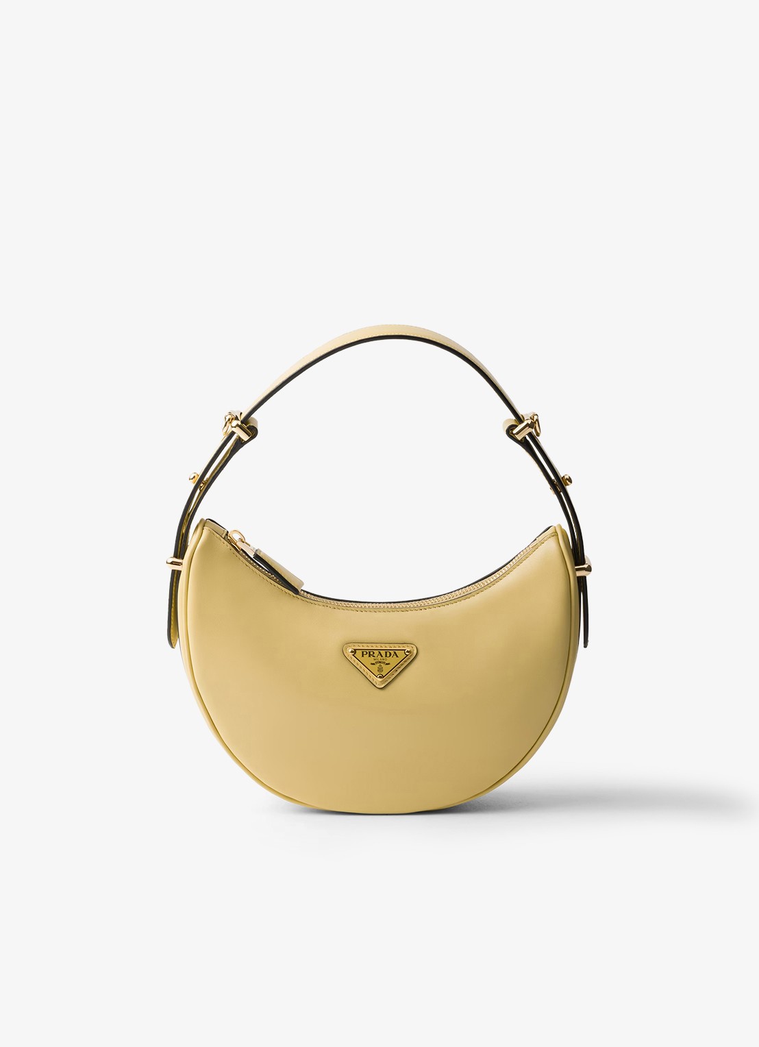 Prada Arqué Small schoudertas van leer - voorkant lichtgeel