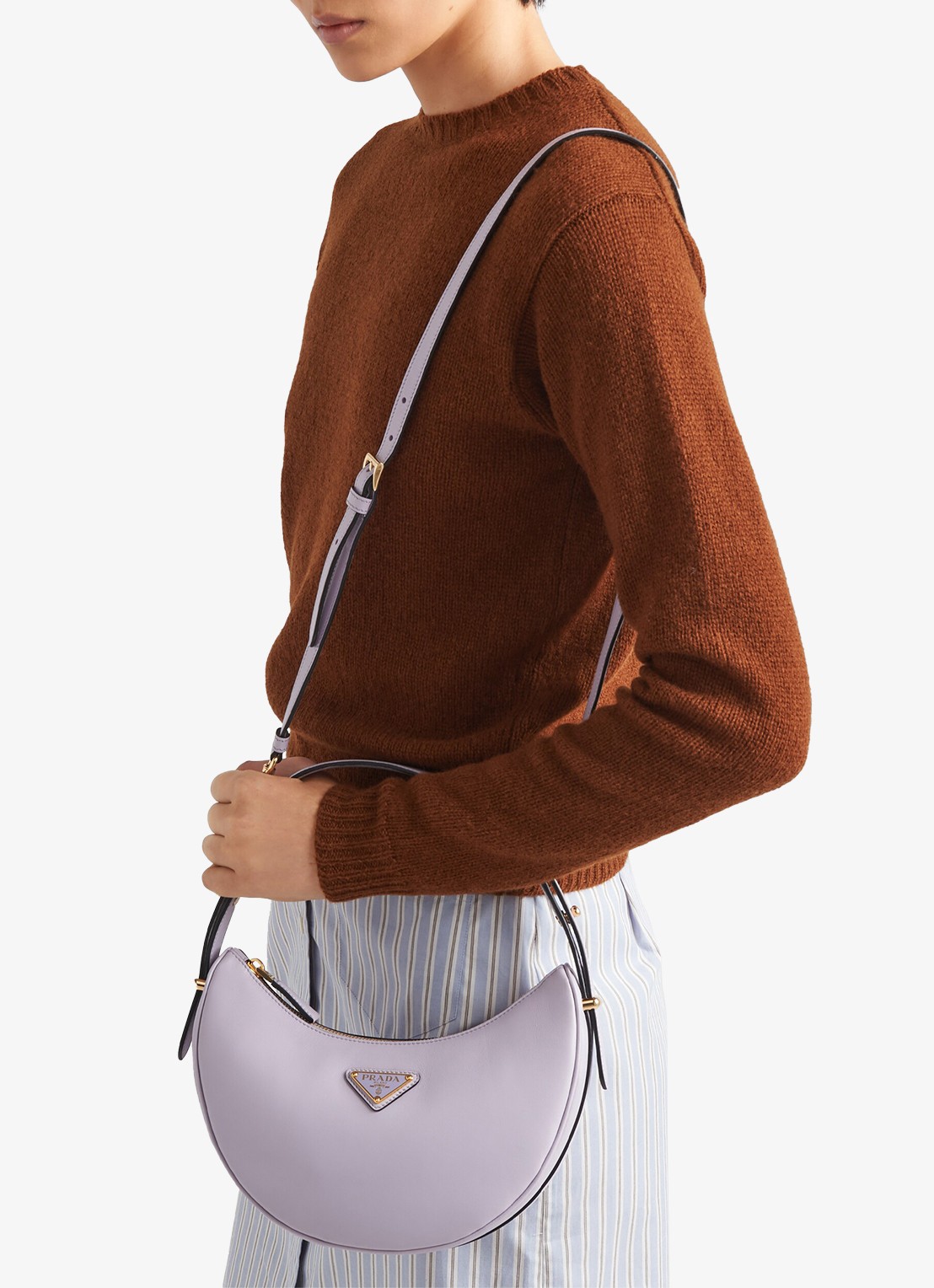 Prada Arqué Small schoudertas van leer - voorkant 2 lila