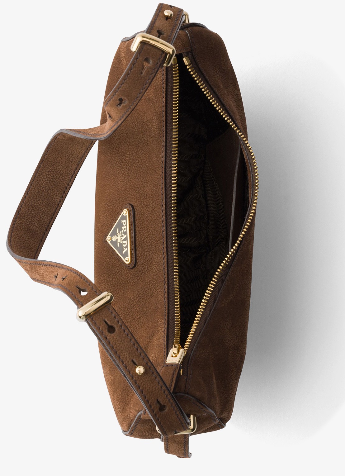 Prada Arqué Small schoudertas van nubuck - detail 4 bruin