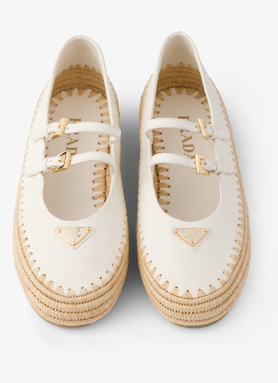 Prada Ballerina van lamsleer - detail 4 gebroken wit