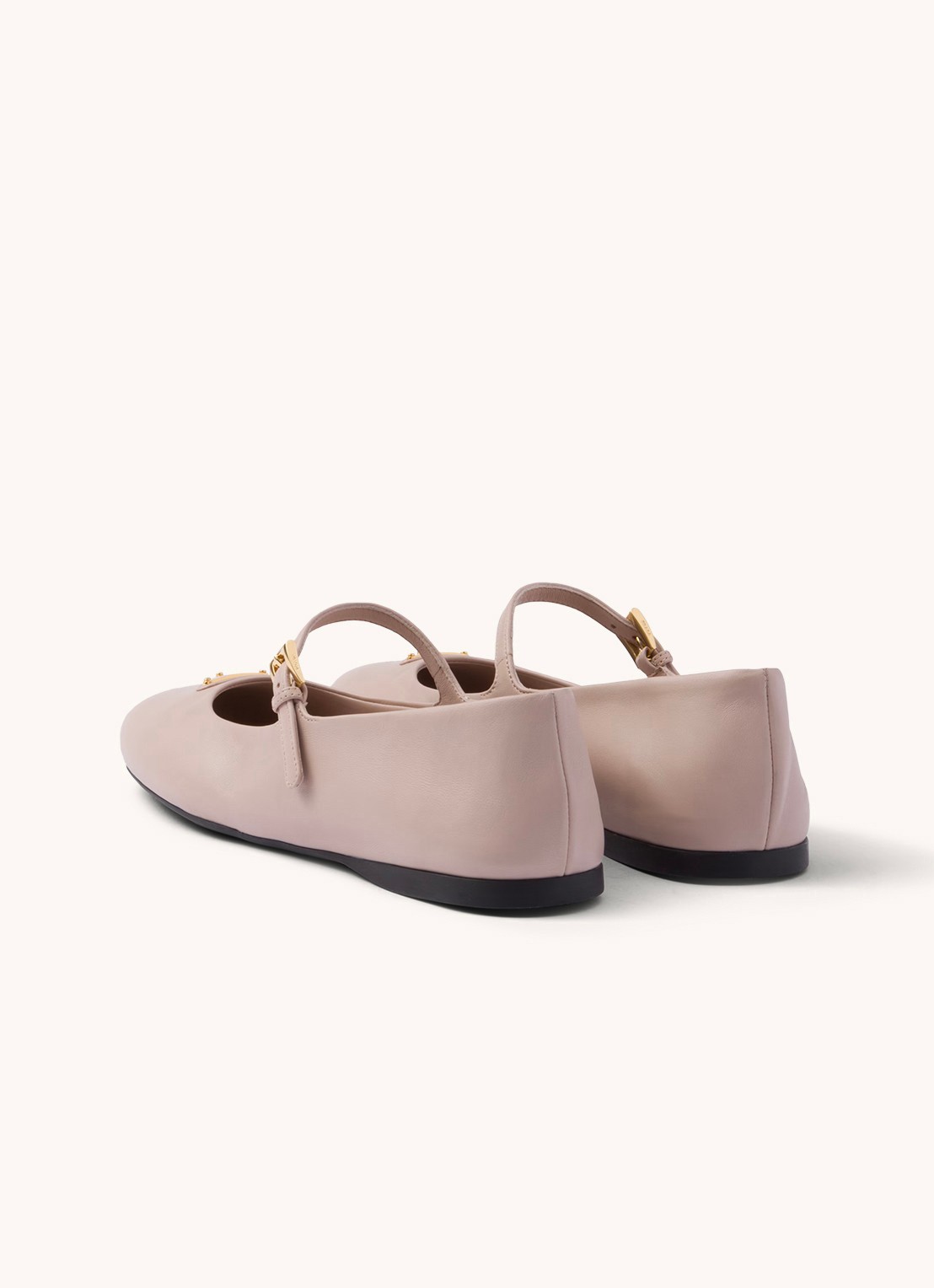Prada Ballerina van leer met logo - detail 2 oudroze