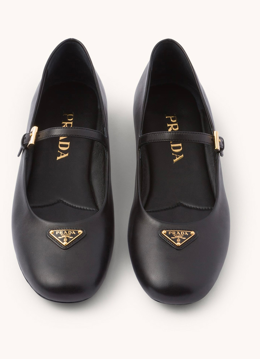 Prada Ballerina van leer met logo - achterkant 3 zwart