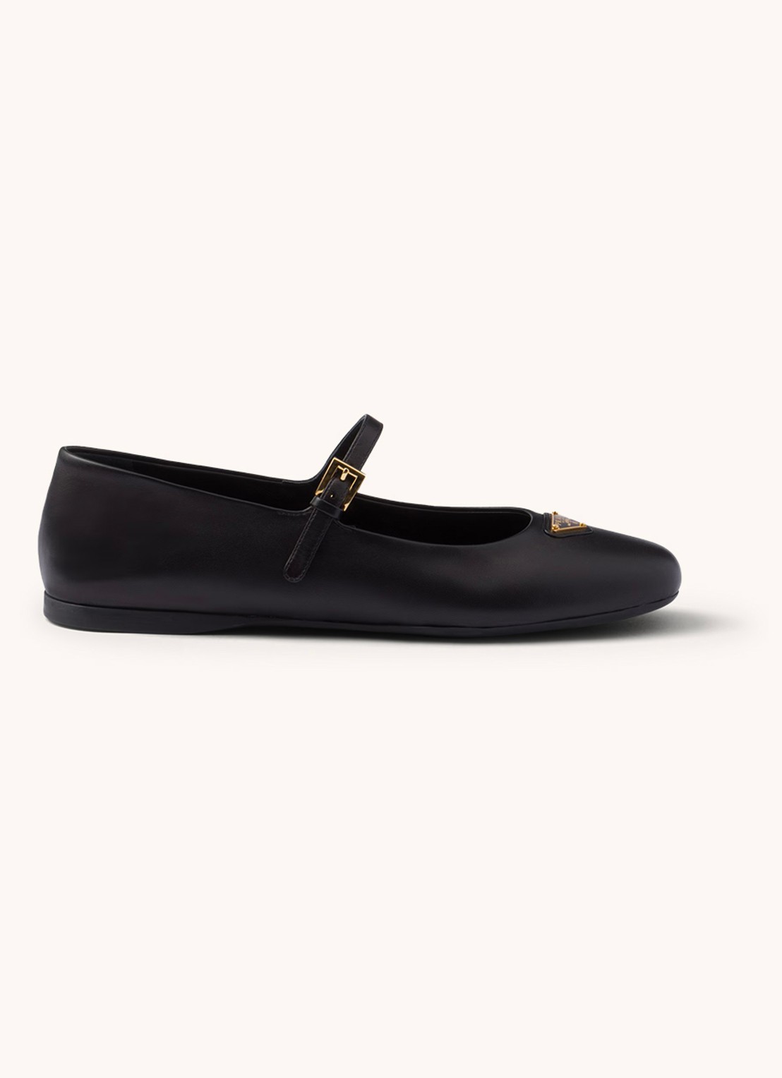 Prada Ballerina van leer met logo - voorkant 5 zwart