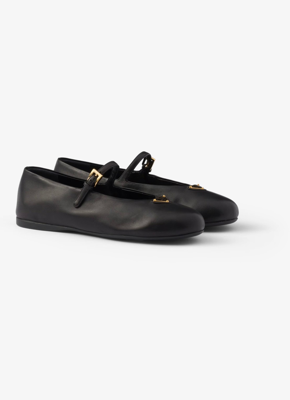 Prada Ballerina van leer - voorkant 3 zwart