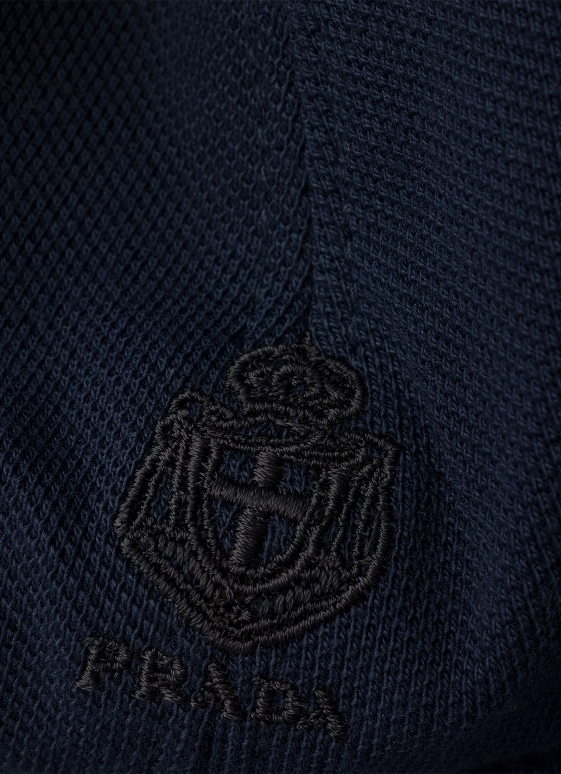 Prada Baseball pet met logoborduring - detail 3 donkerblauw