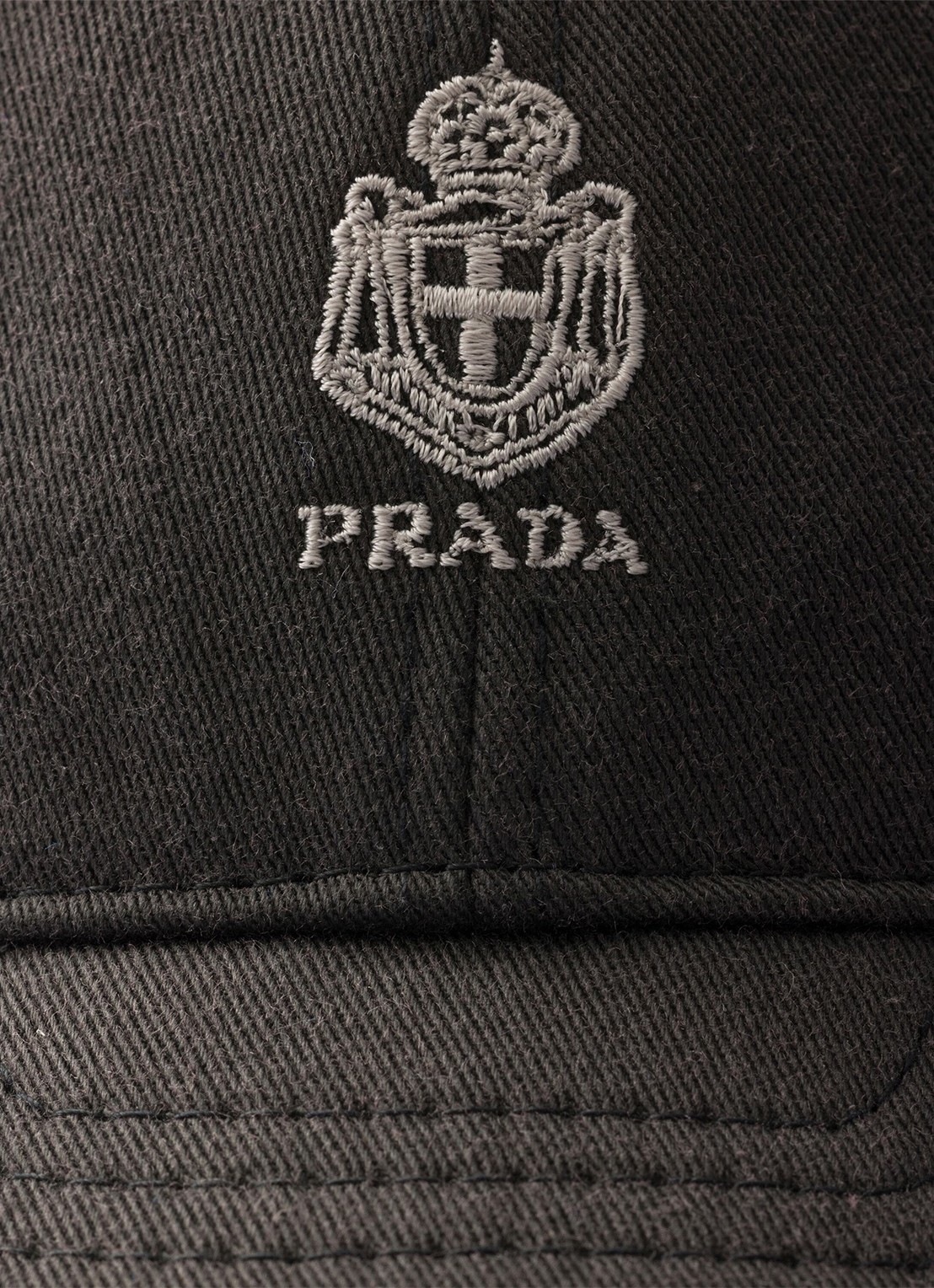 Prada Baseball pet met logoborduring - detail 2 zwart