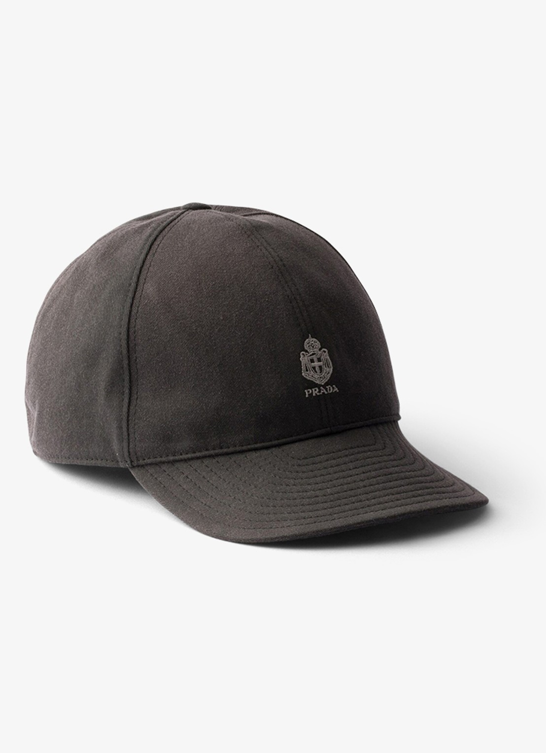 Prada Baseball pet met logoborduring - voorkant 3 zwart