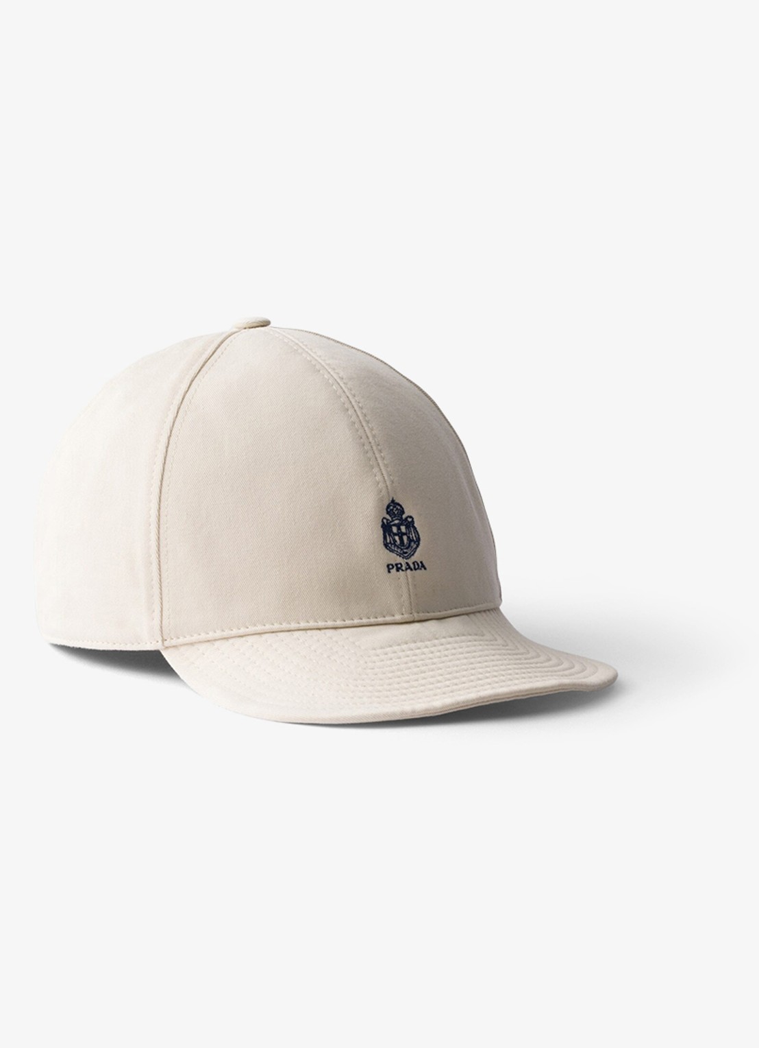 Prada Baseball pet met logoborduring - voorkant 3 gebroken wit
