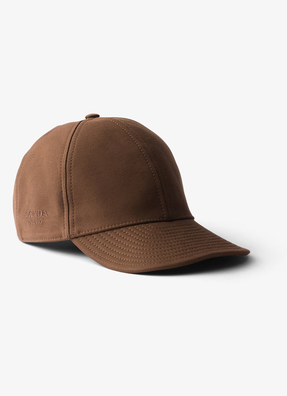 Prada Baseball pet met logoborduring - voorkant bruin