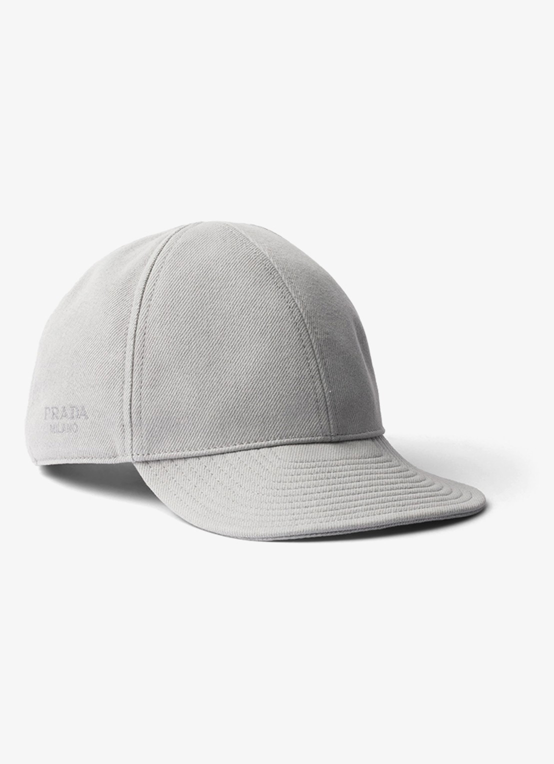 Prada Baseball pet van denim met logoborduring - voorkant 3 lichtgrijs