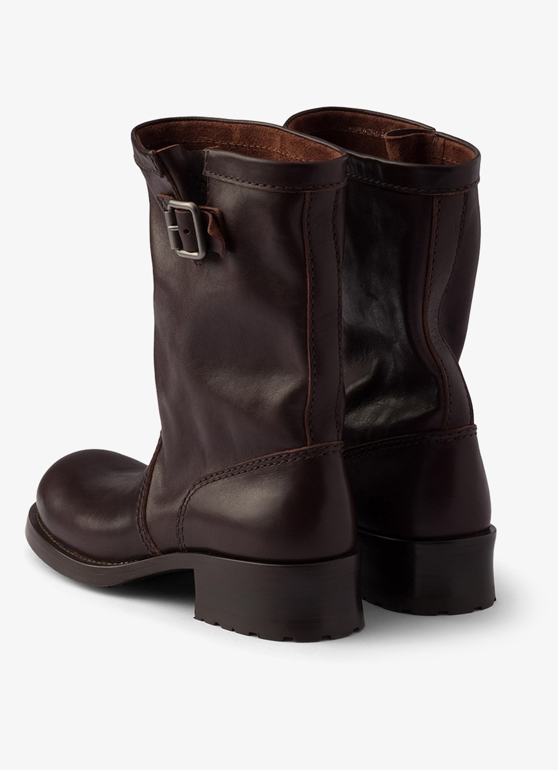 Prada Biker boot van kalfsleer - achterkant donkerbruin