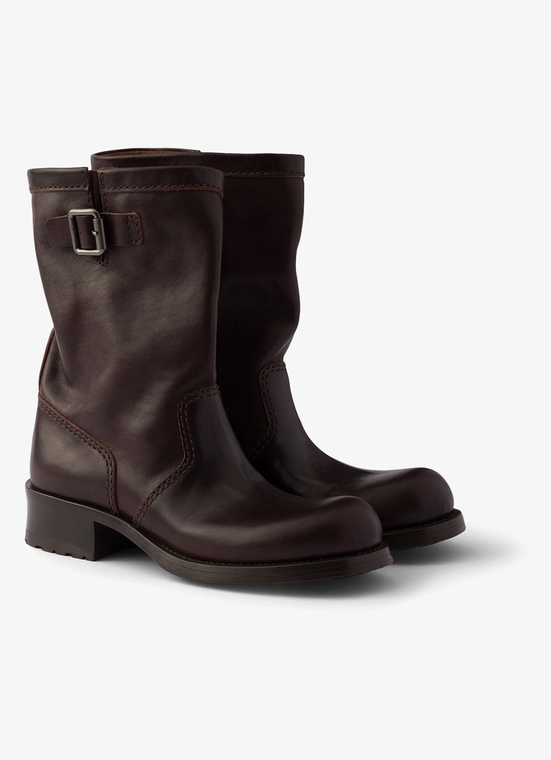 Prada Biker boot van kalfsleer - detail 4 donkerbruin