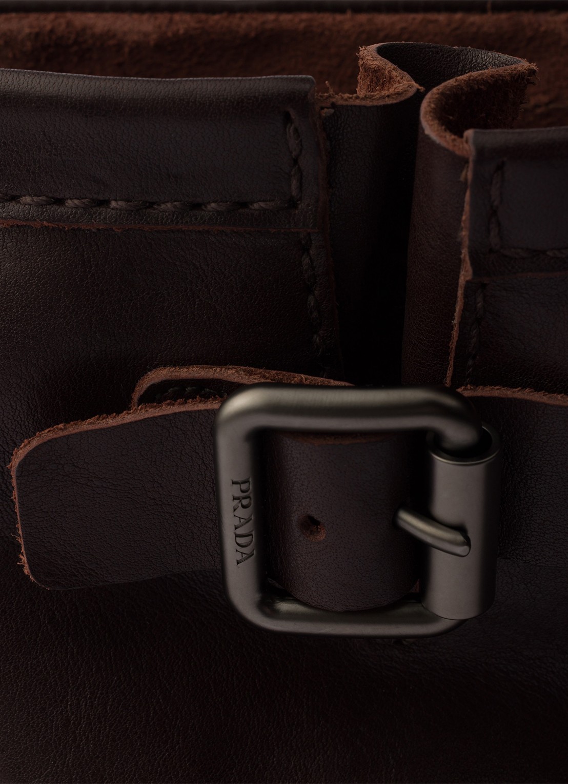Prada Biker boot van kalfsleer - detail 7 donkerbruin