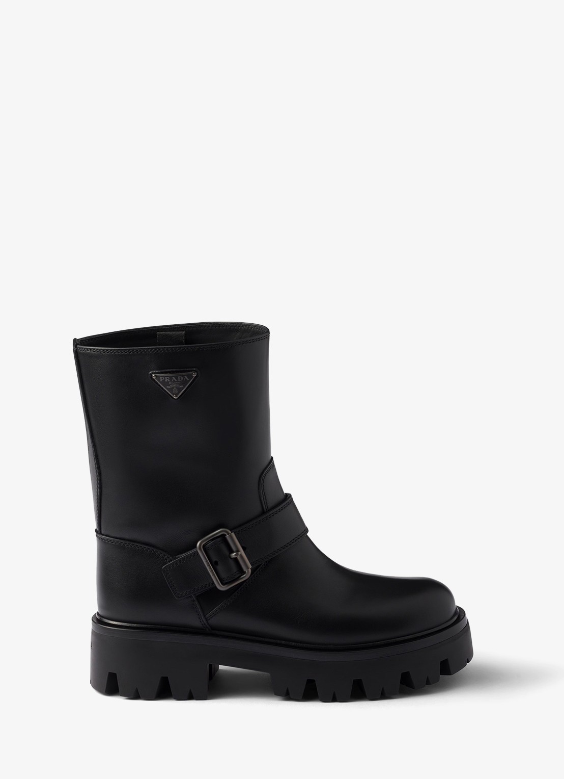 Prada Biker boot van leer - voorkant zwart