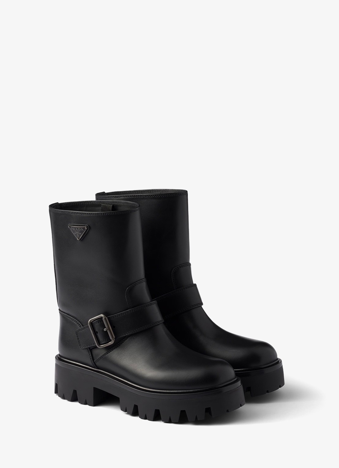Prada Biker boot van leer - voorkant 2 zwart