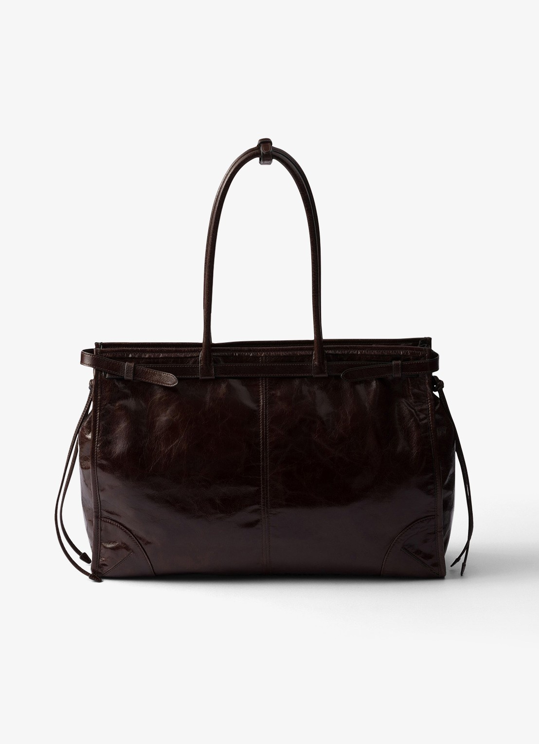 Prada Bonnie Extra-Large schoudertas van kalfsleer - achterkant 3 donkerbruin