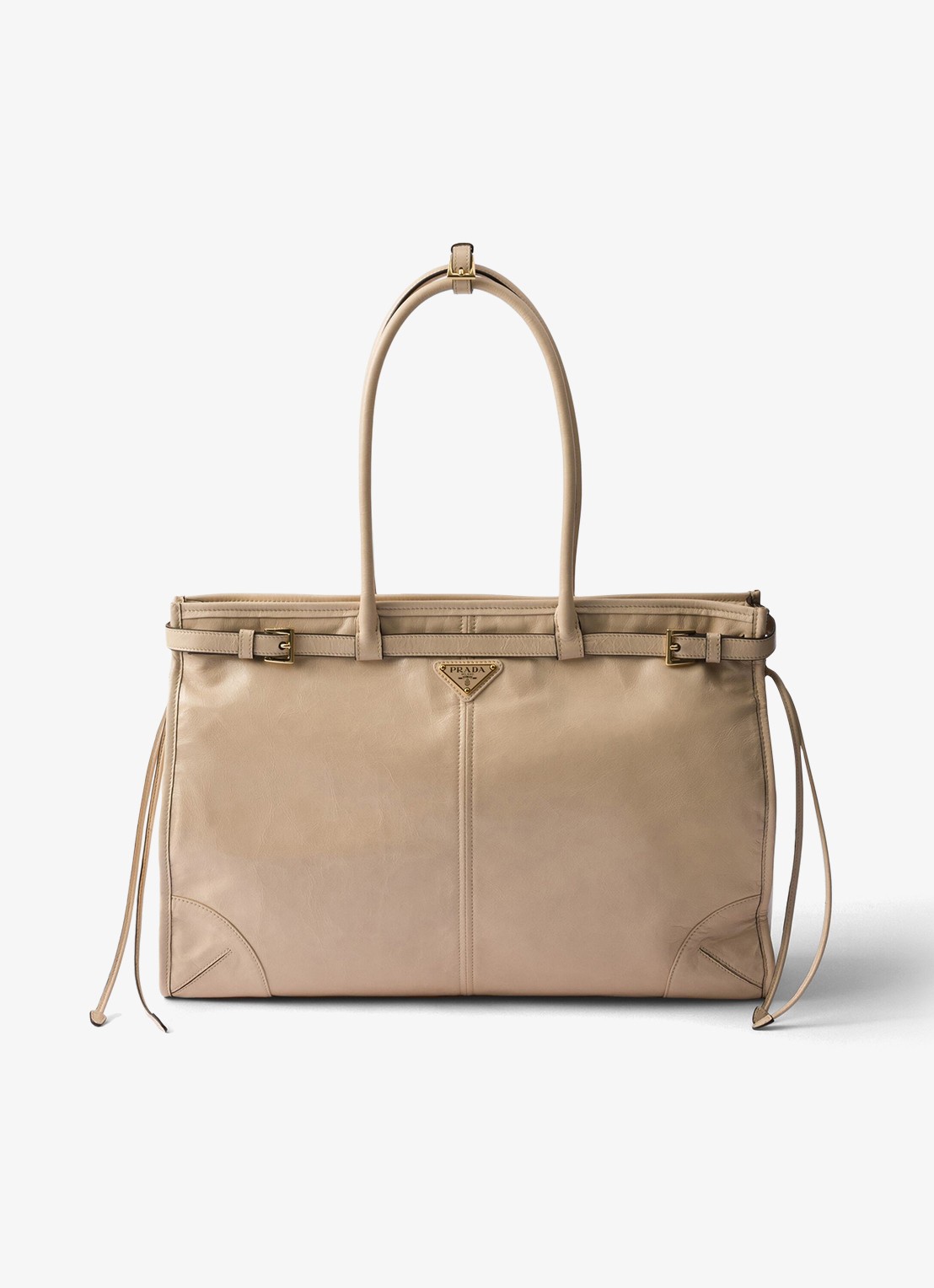 Prada Bonnie Extra-Large schoudertas van kalfsleer - voorkant 5 beige