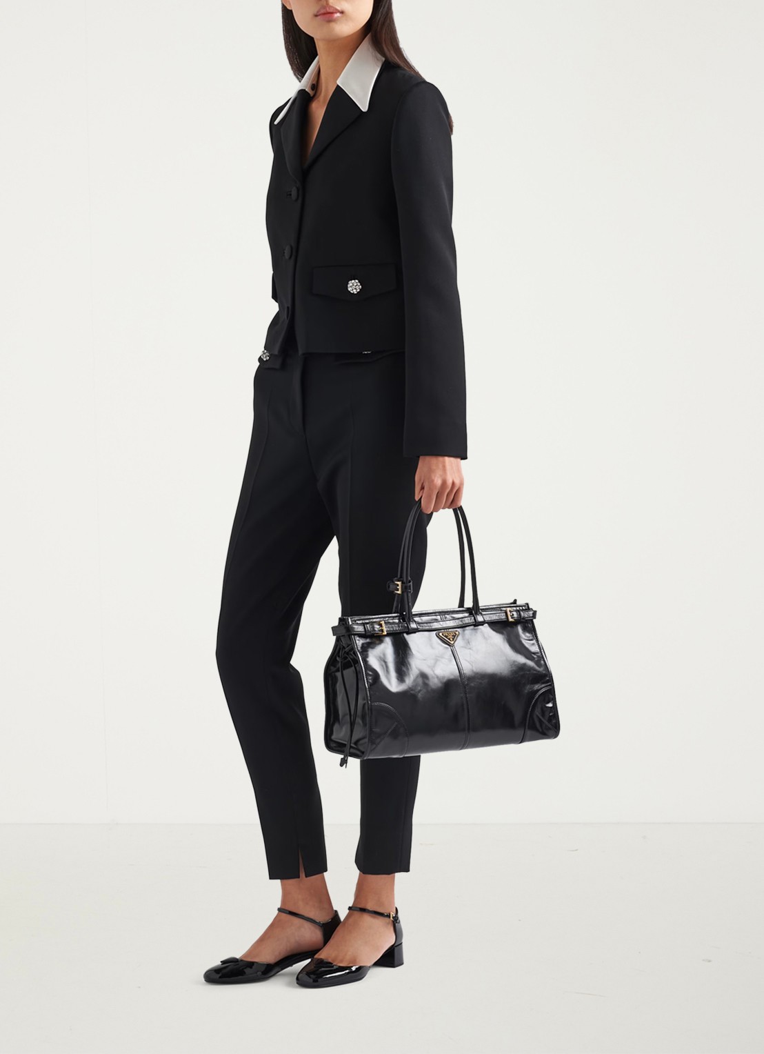 Prada Bonnie Large schoudertas van kalfsleer - voorkant 2 zwart