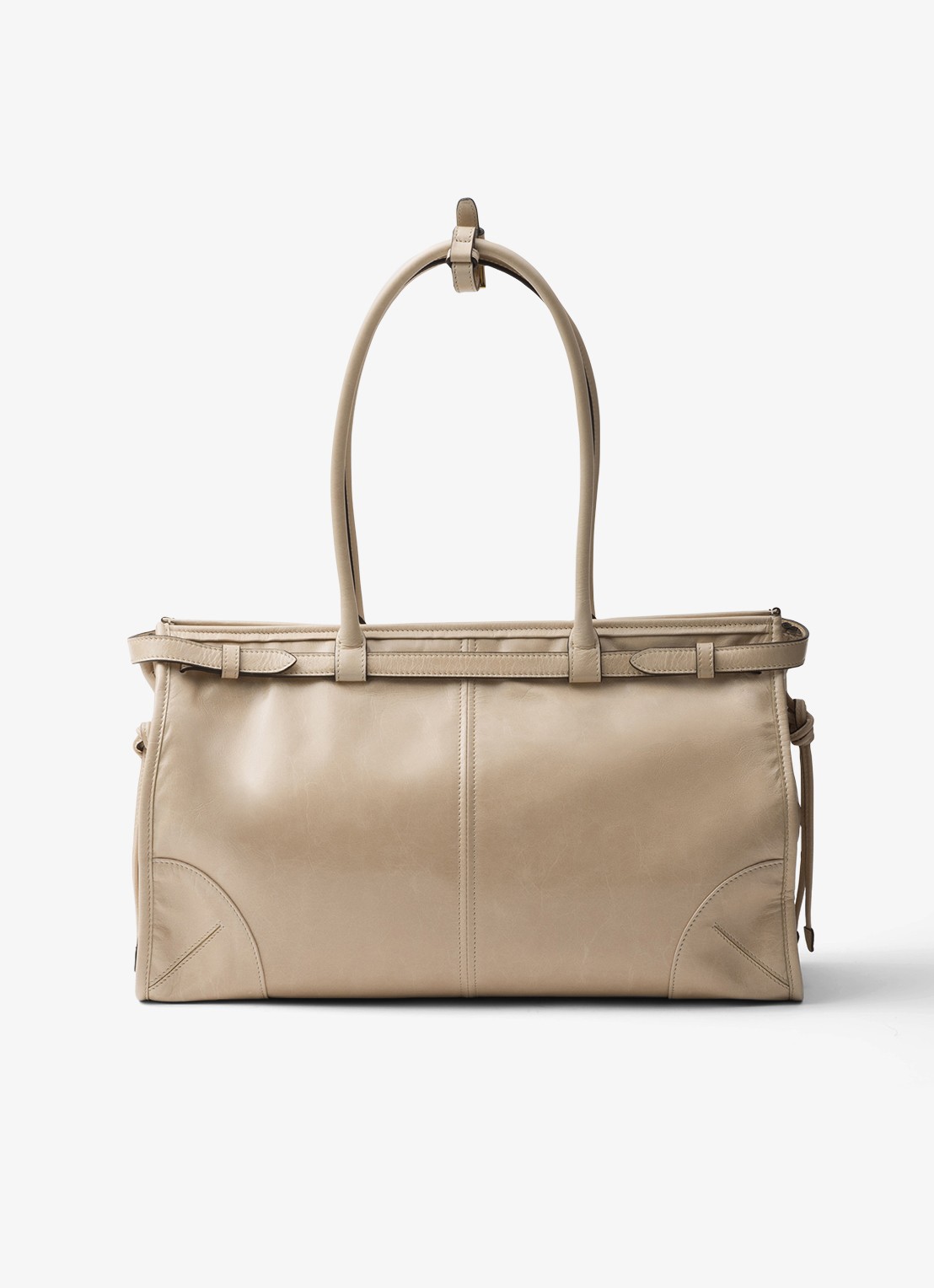 Prada Bonnie Large schoudertas van kalfsleer - achterkant beige