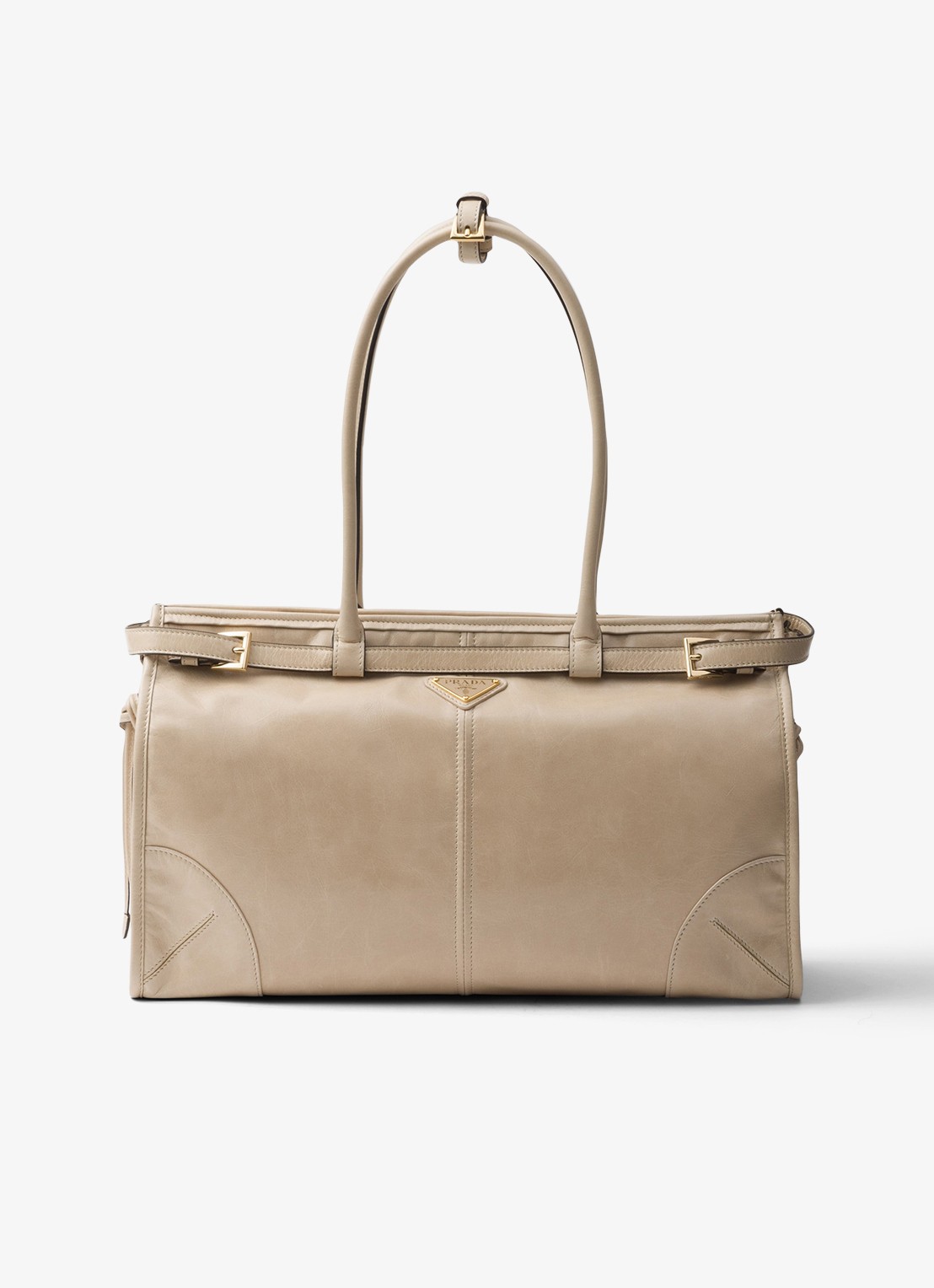 Prada Bonnie Large schoudertas van kalfsleer - voorkant 6 beige