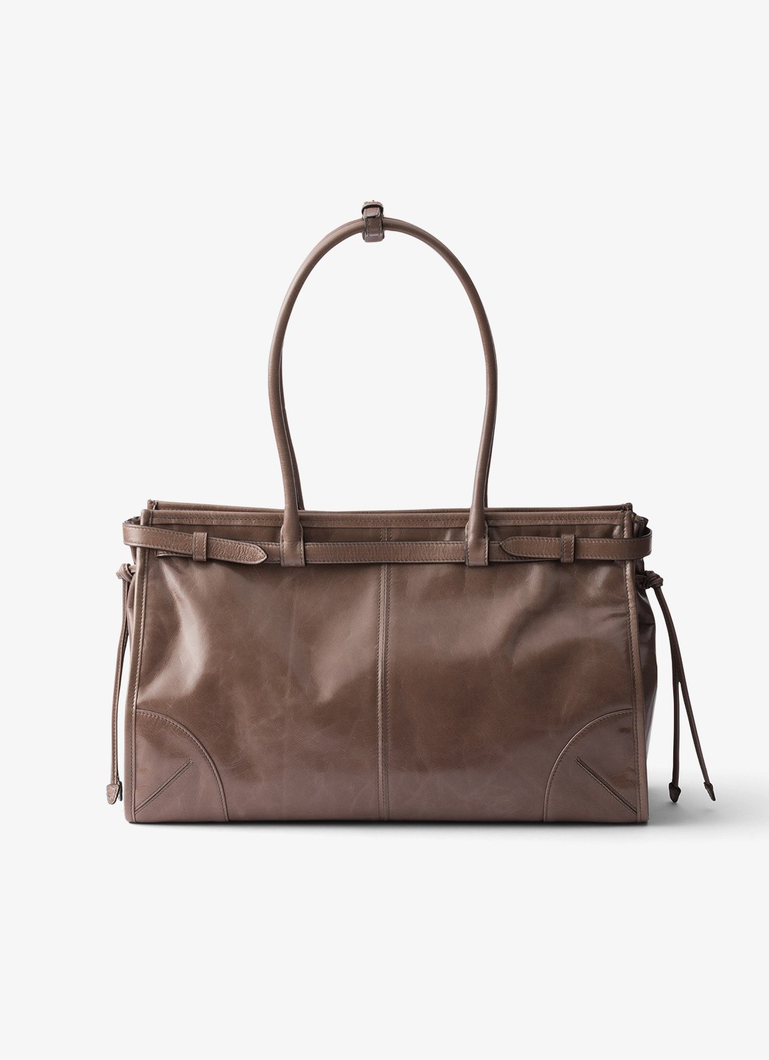 Prada Bonnie Large schoudertas van kalfsleer - achterkant taupe