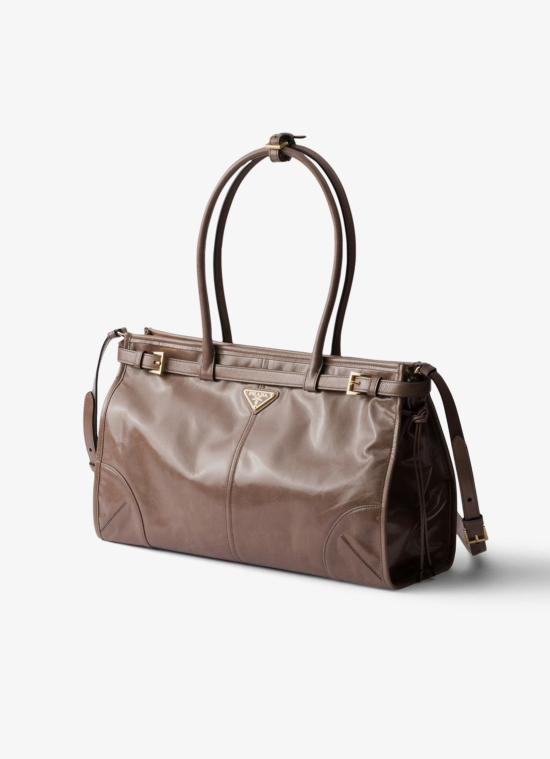 Prada Bonnie Large schoudertas van kalfsleer - voorkant 6 taupe